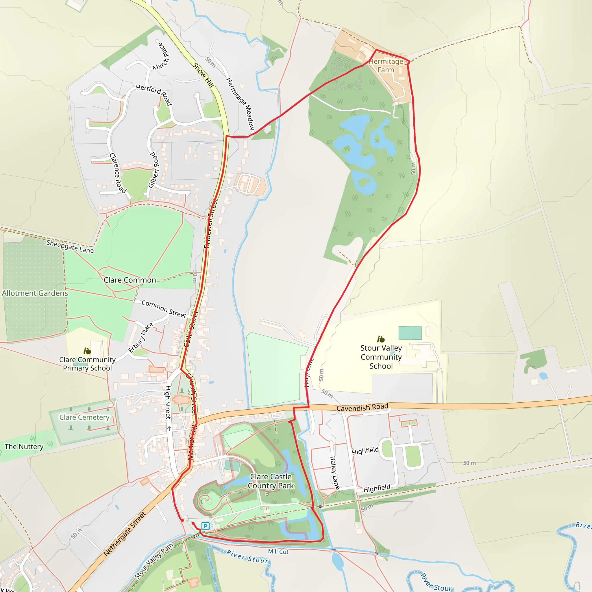 Clare Castle Country Park mobile static map