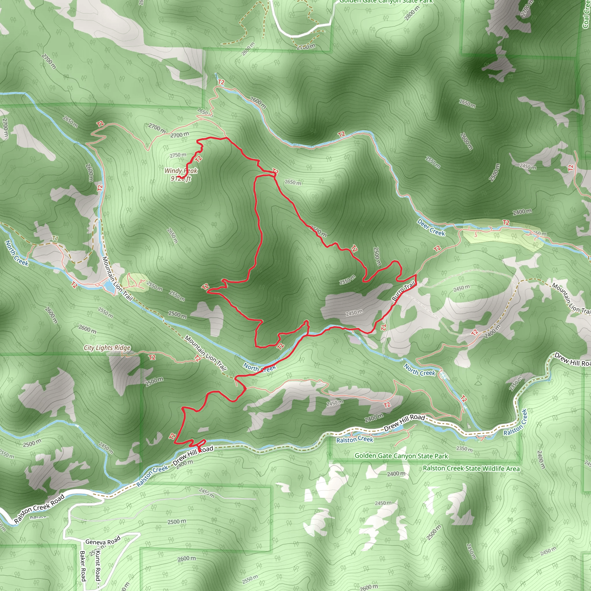 Windy Peak via Burro Loop Trail mobile static map