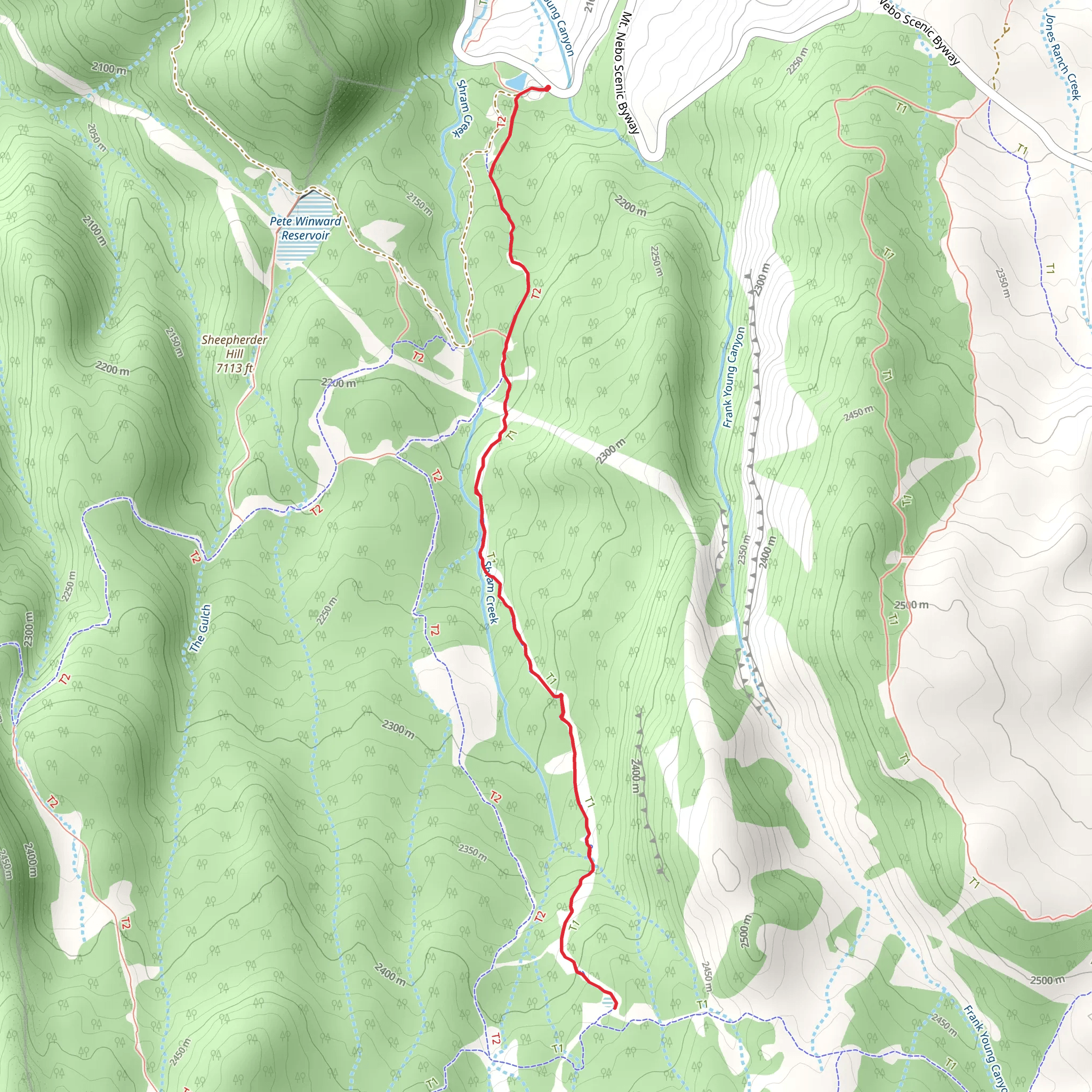 Shram Creek and Lizard Lake Trail mobile static map