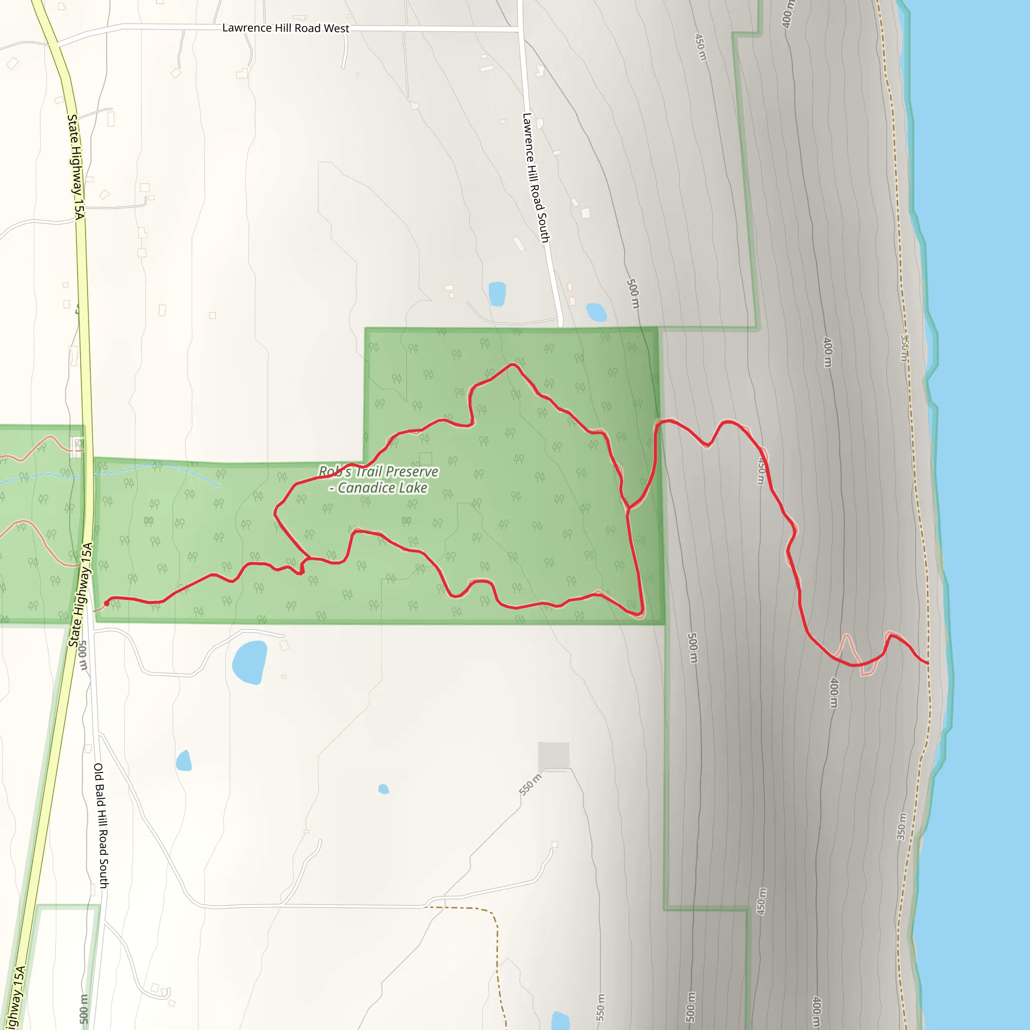 Canadice Lake from Old Bald Hill Road South Out and Back mobile static map