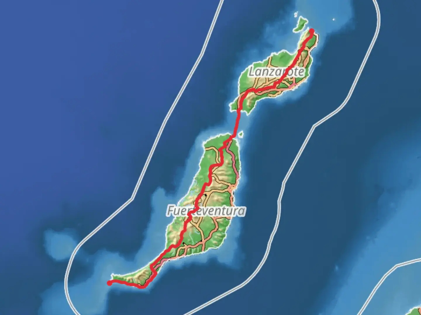 An image depicting the trail GR 131 Fuerteventura and its surrounding area.