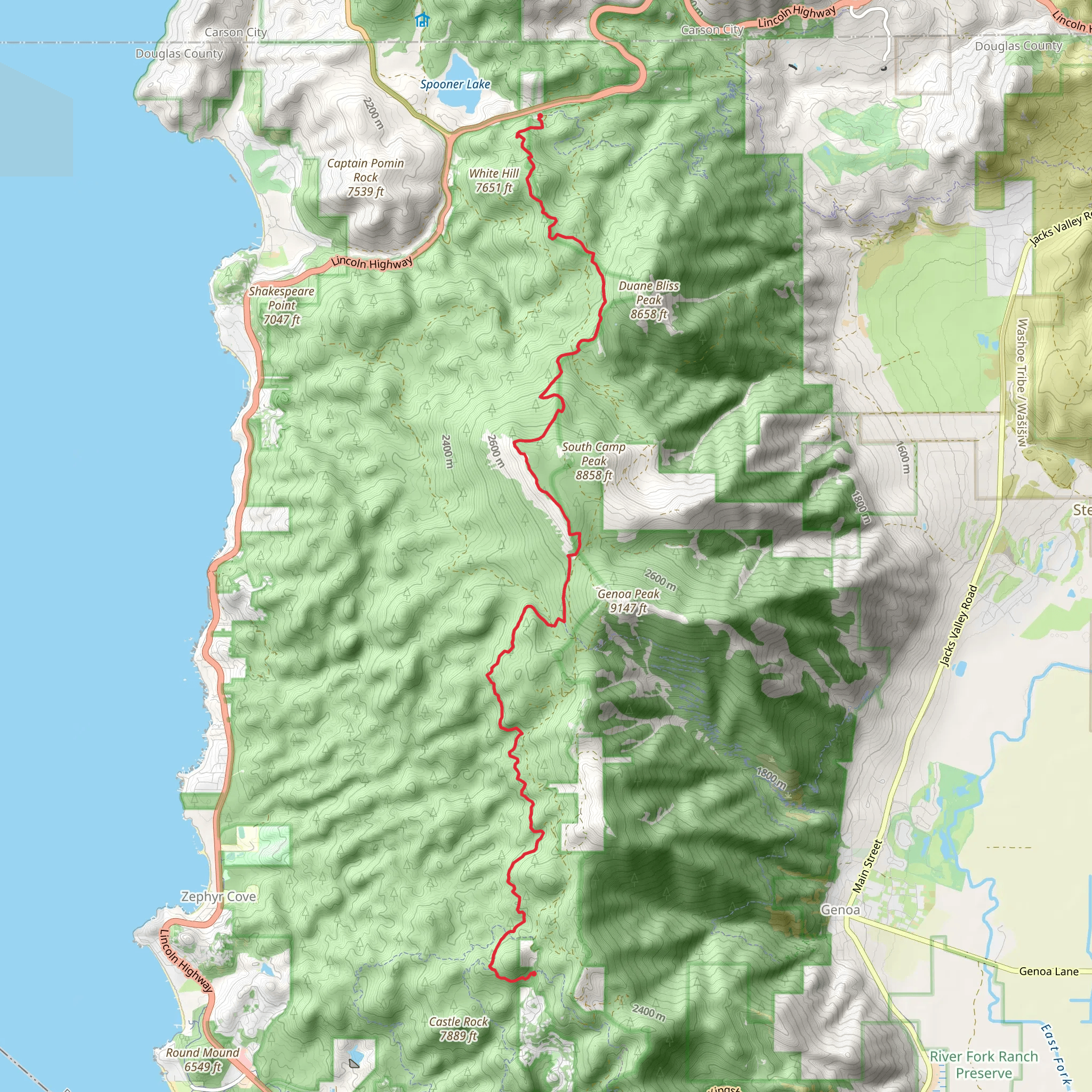 Tahoe Rim Trail - Spooner Summit mobile static map