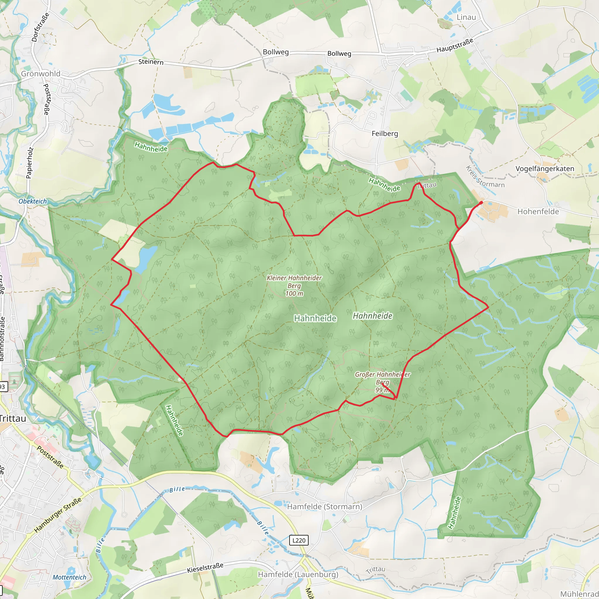 Hahnheide Loop via Hahnheider Berg mobile static map