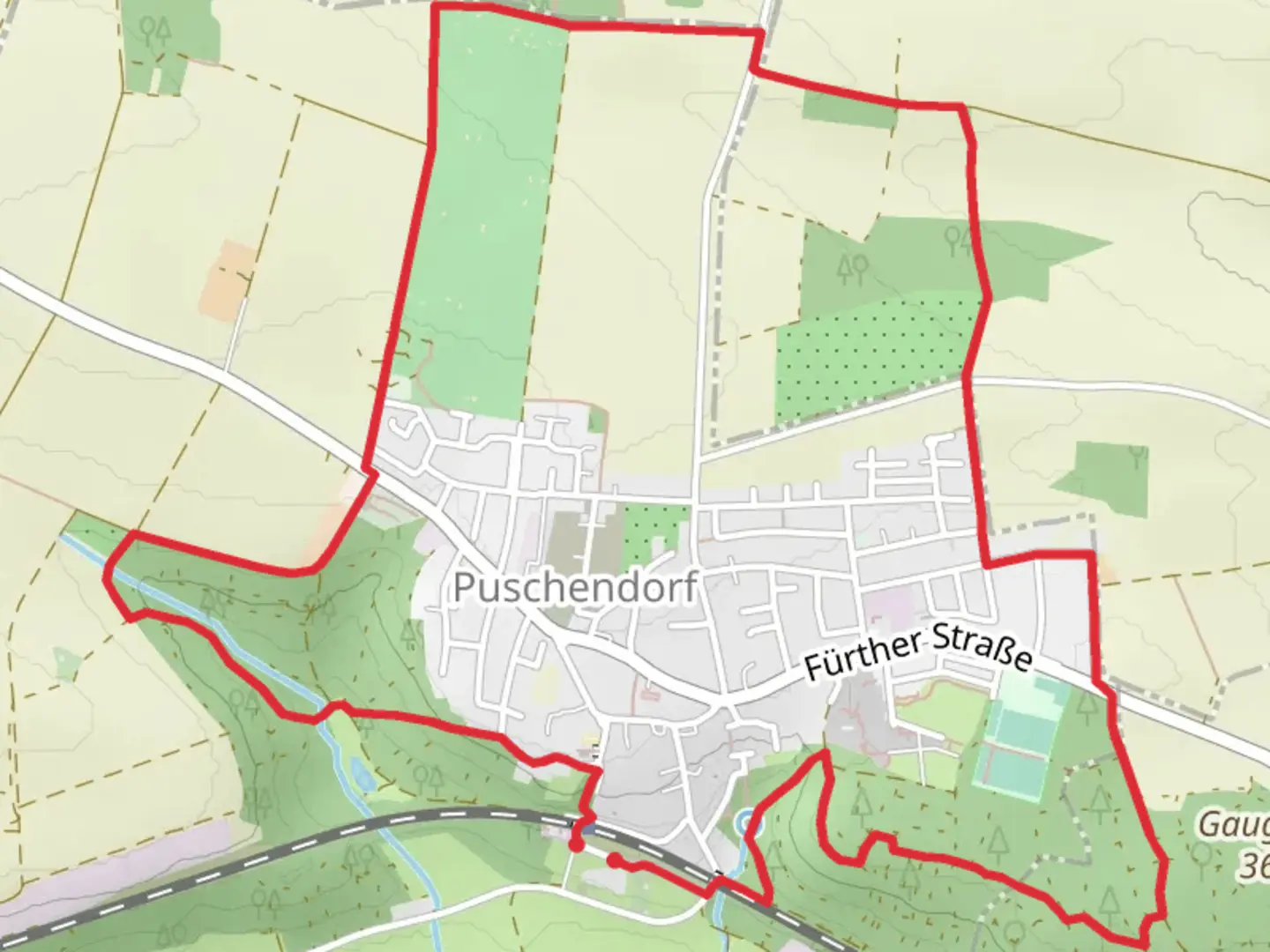 An image depicting the trail Wanderweg Puschendorf and its surrounding area.