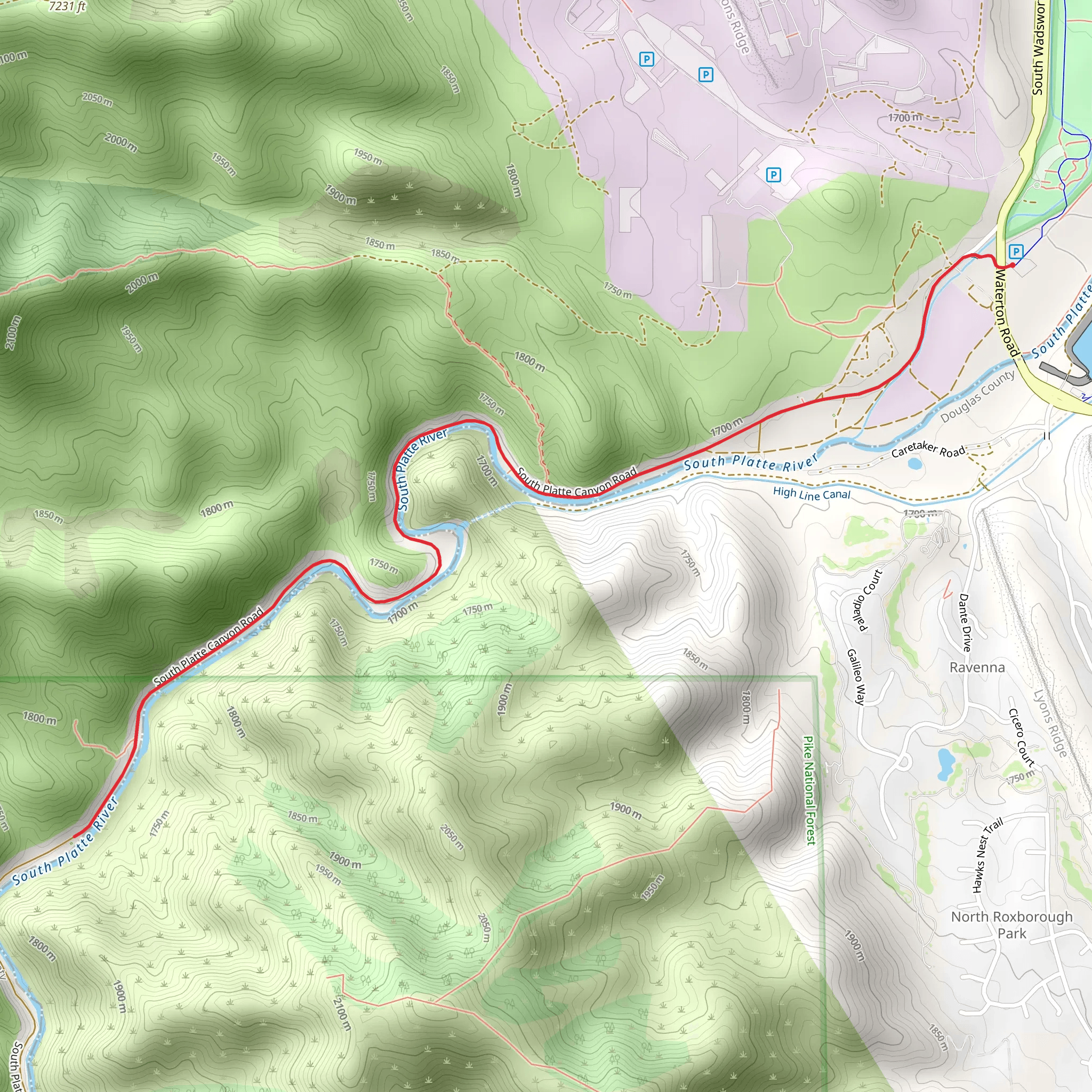 South Platte Canyon Road mobile static map