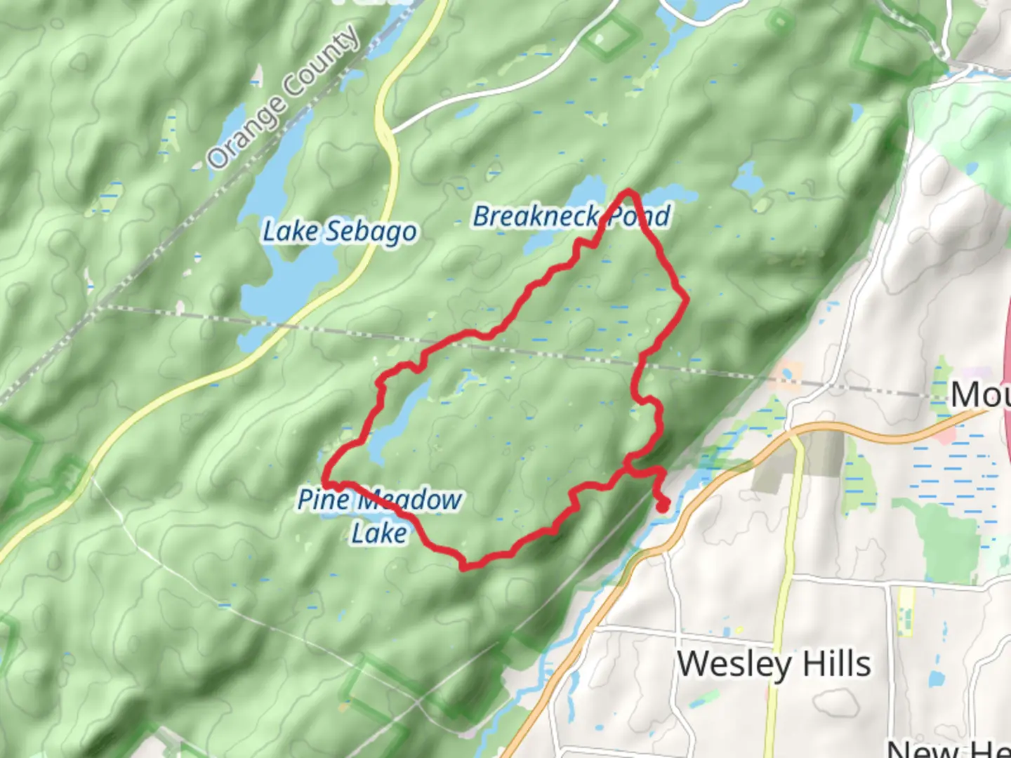 An image depicting the trail Tuxedo Rock, Breakneck Mountain and Panther Mountain Loop and its surrounding area.
