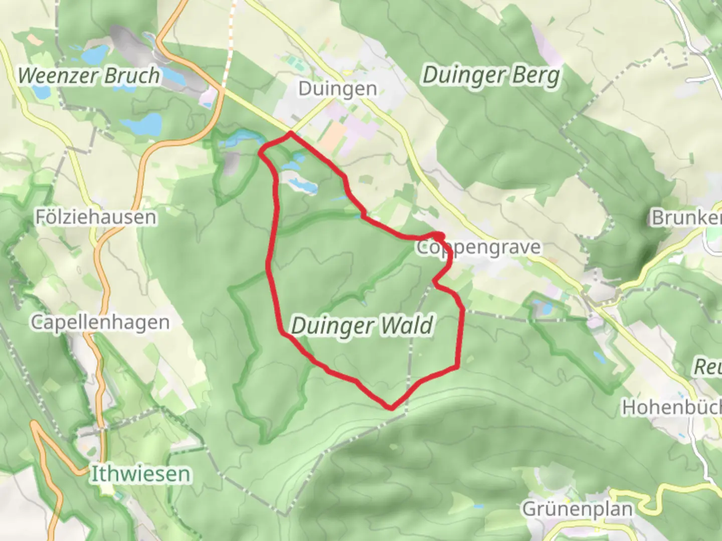 An image depicting the trail DU 6 Toepferweg and its surrounding area.