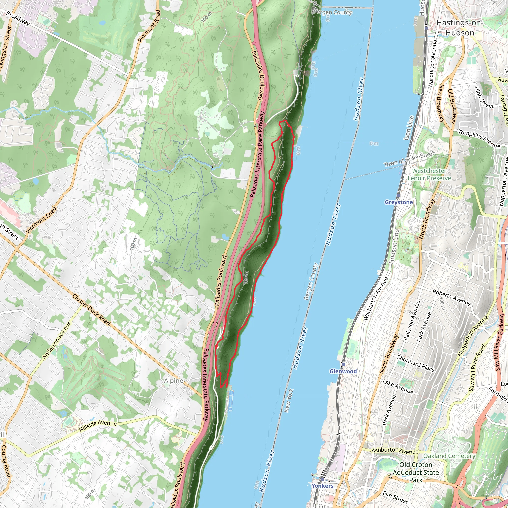 Long Path and Shore Trail White Loop mobile static map