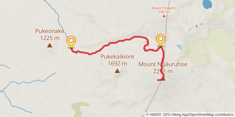 Mount Ngauruhoe Via Tongariro Alpine Crossing stage 2 Map
