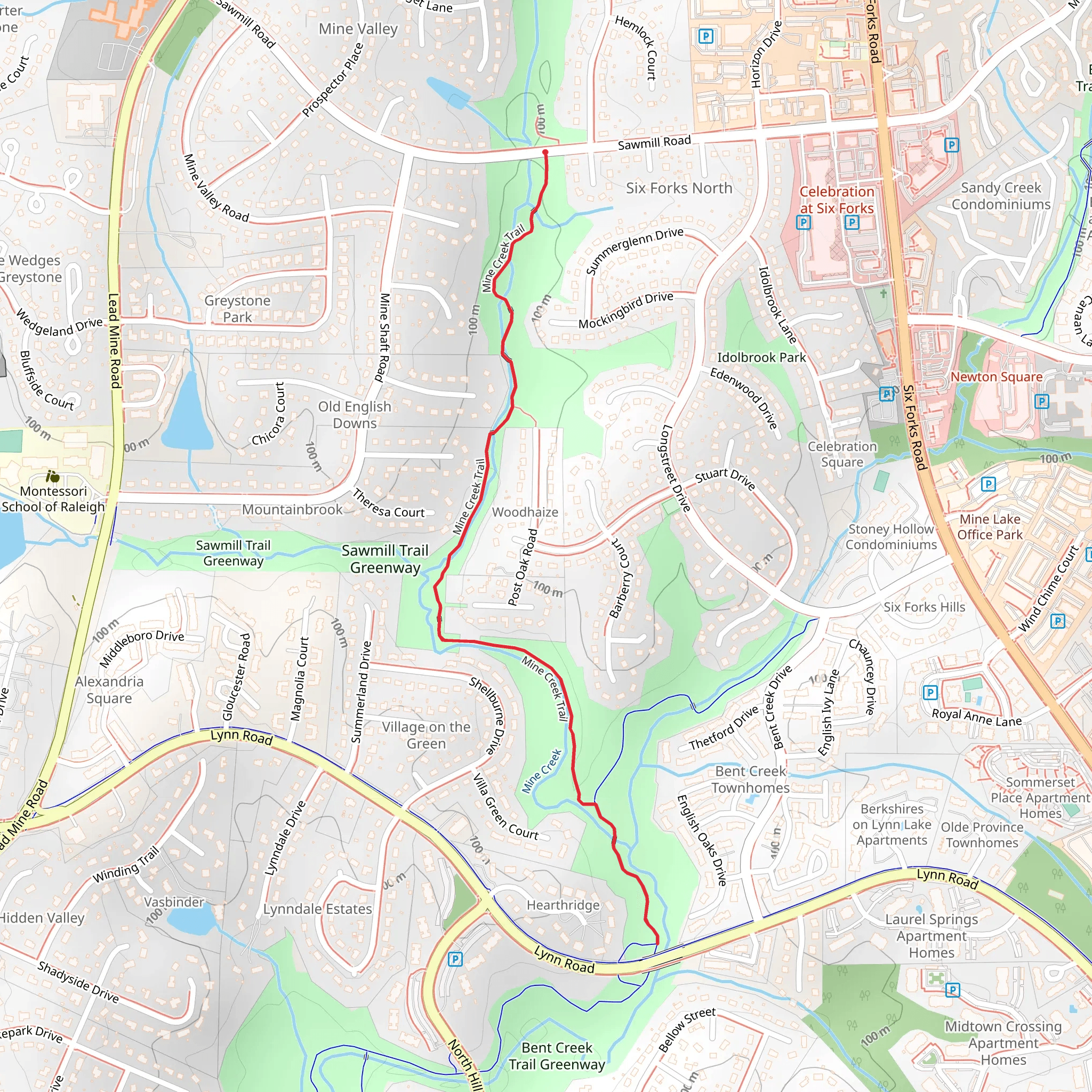 Mine Creek Trail from Sawmill Road mobile static map