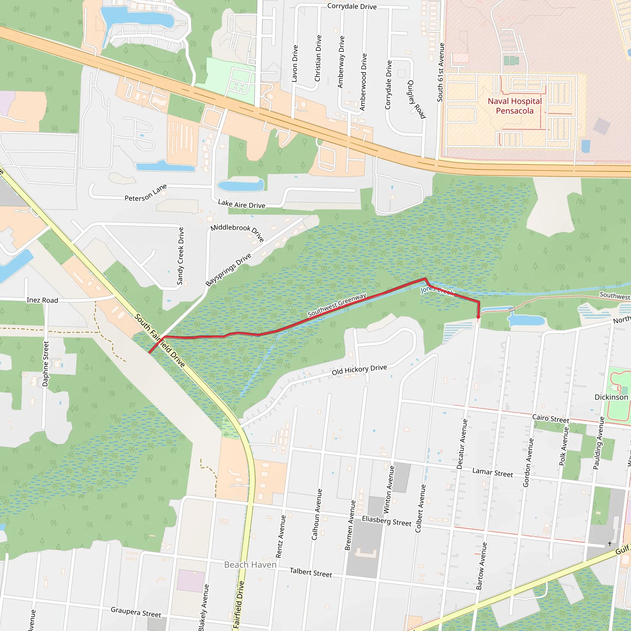 Southwest Greenway mobile static map