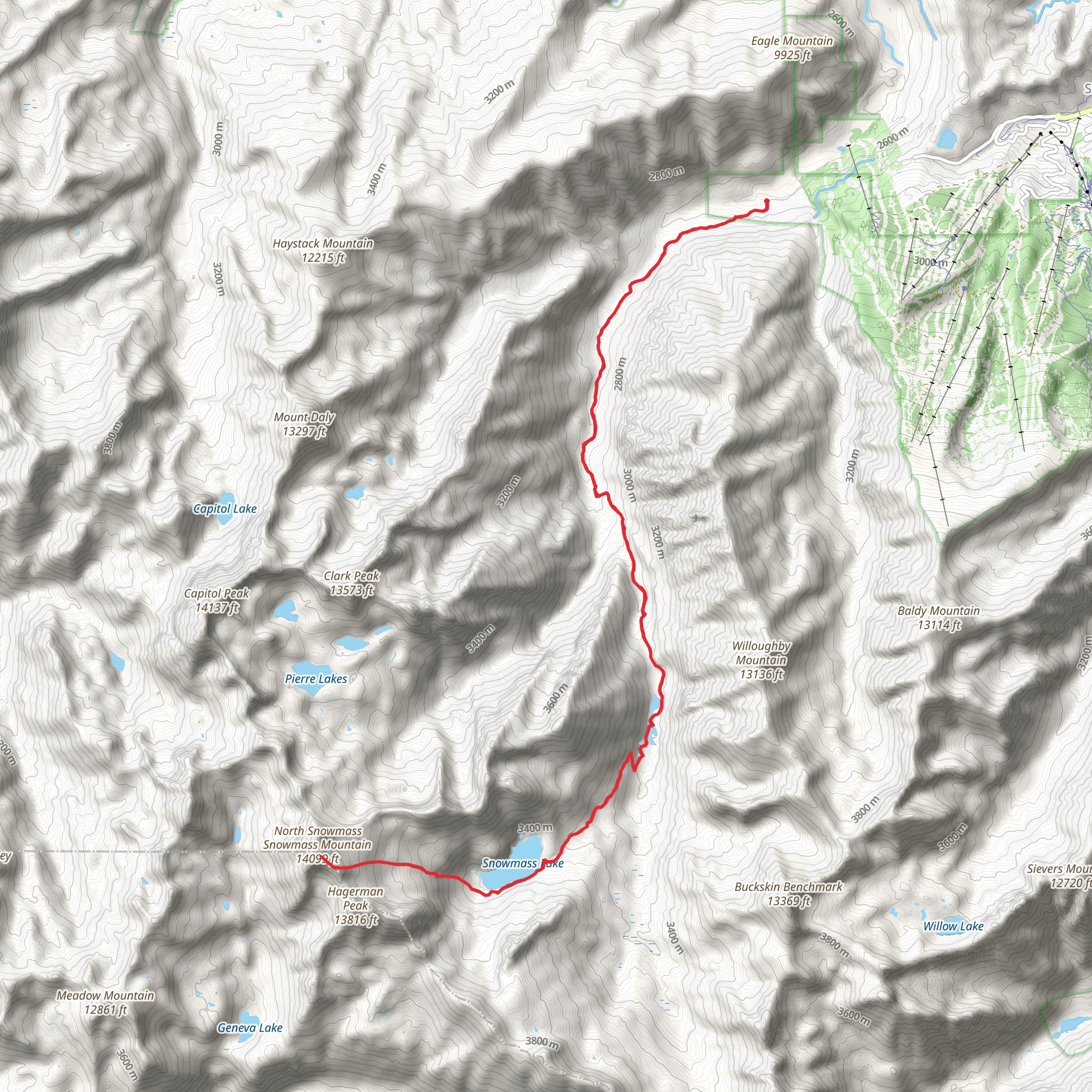 Snowmass Mountain Trail mobile static map