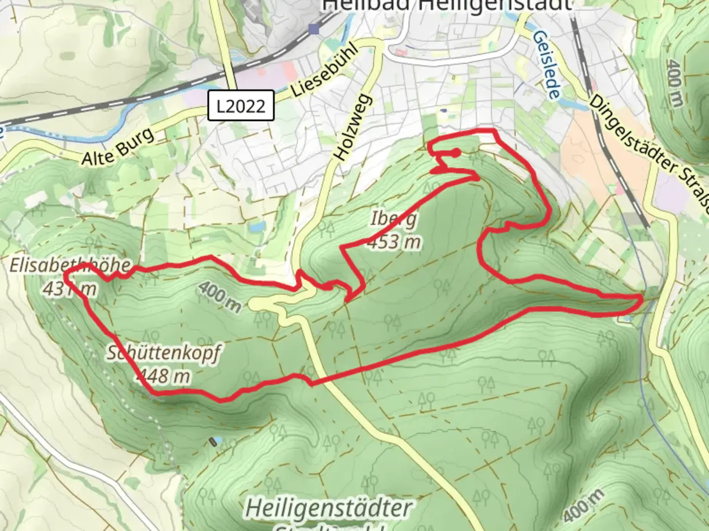An image depicting the trail Iberg via Ibergrunde and Erlebnis Iberg and its surrounding area.