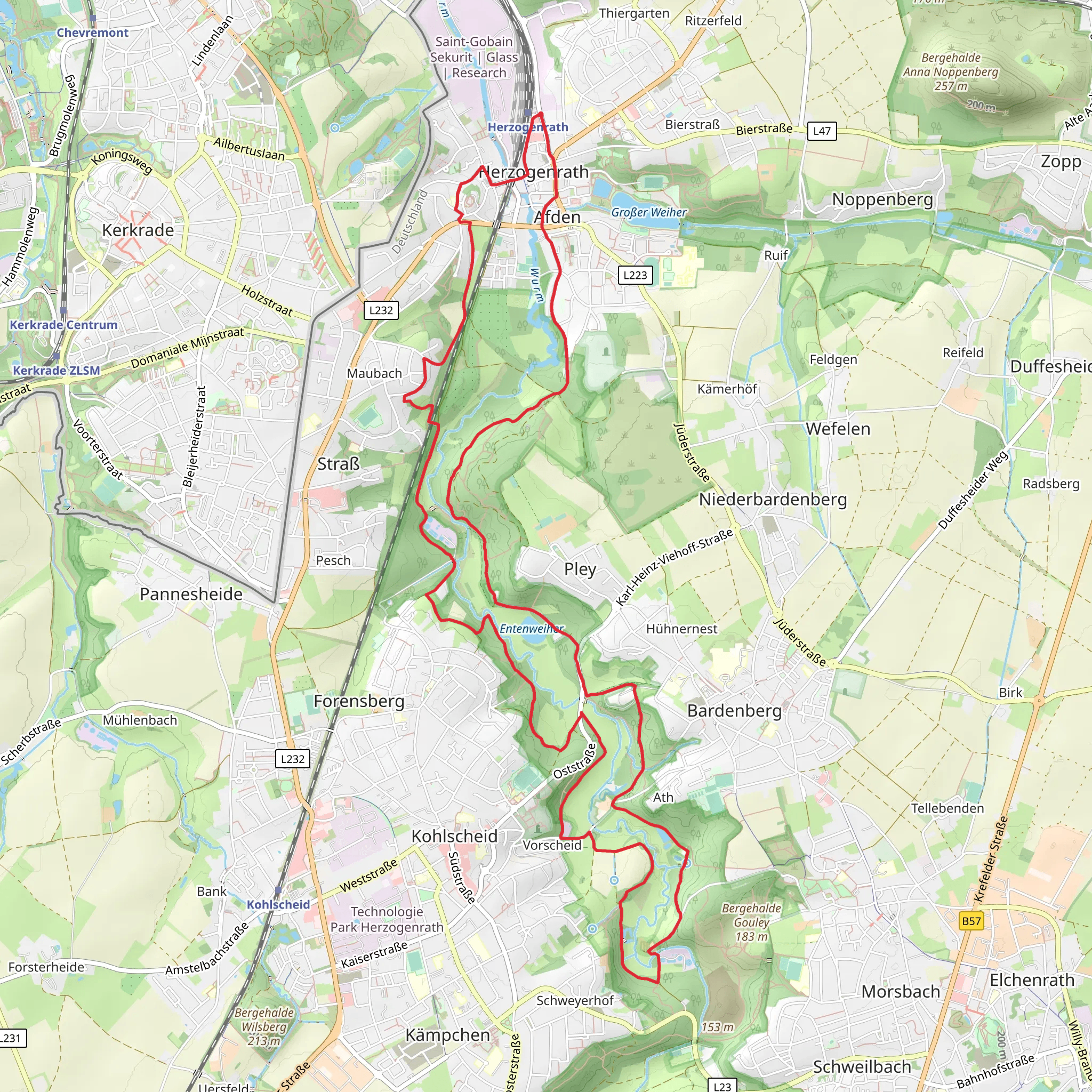 Grenzland Weg and Herzogenrath mobile static map