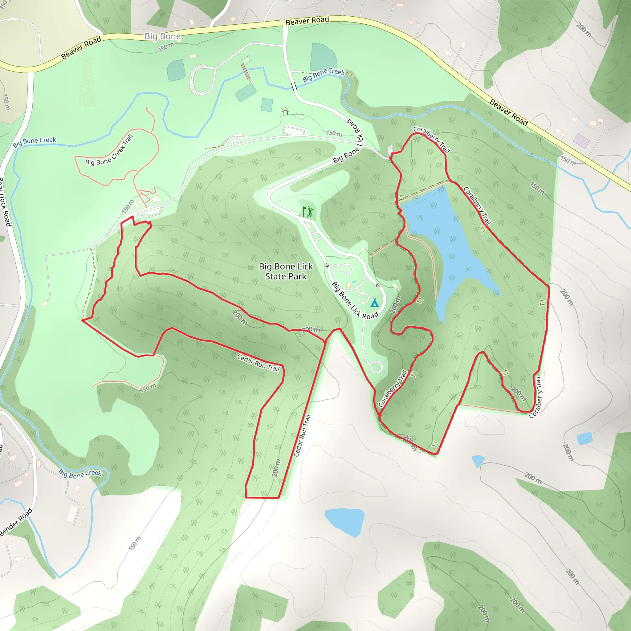 Coralberry and Cedar Run Loop Trail mobile static map