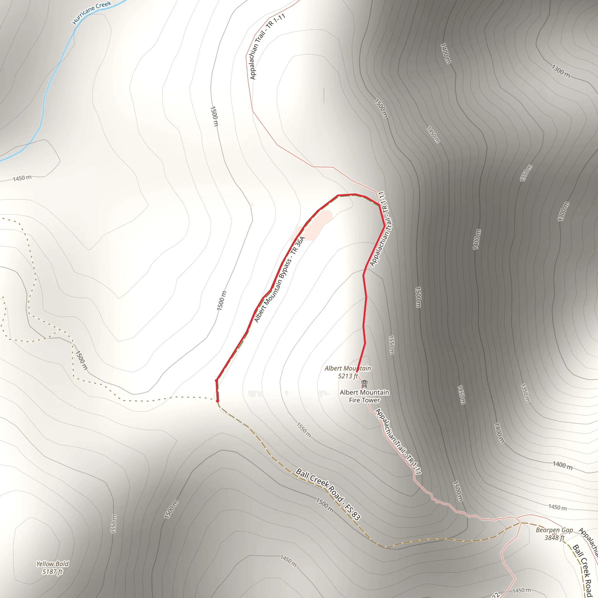 Albert Mountain Trail mobile static map