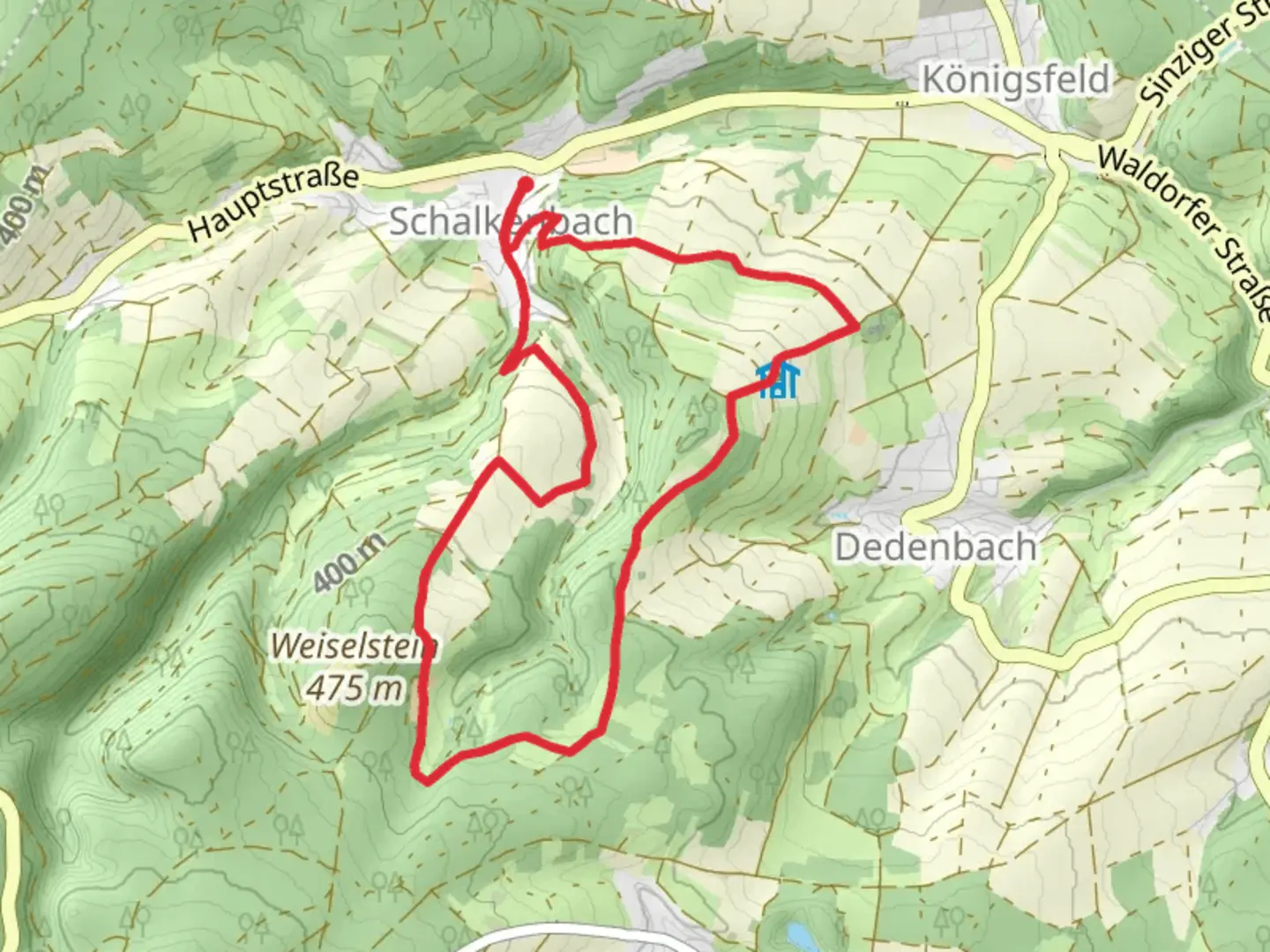 An image depicting the trail Stucksberg, Burglei and Schirmau Loop and its surrounding area.