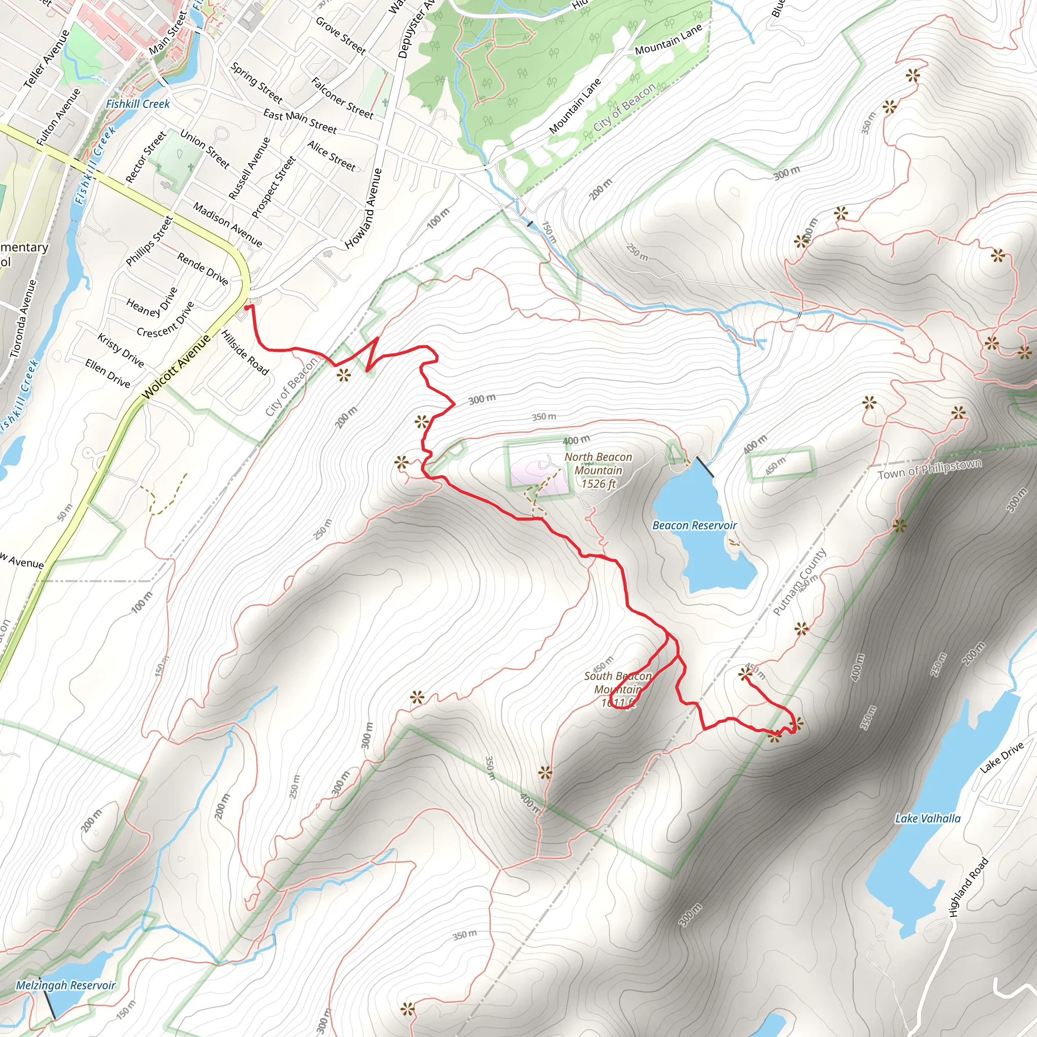 South Beacon Mountain and Casino Trail mobile static map