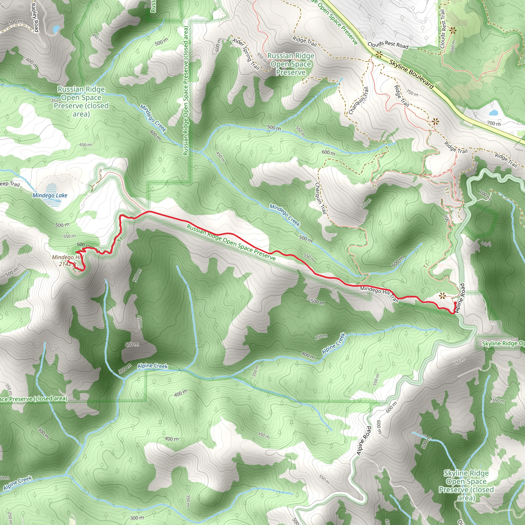 Mindego Hill Trail mobile static map
