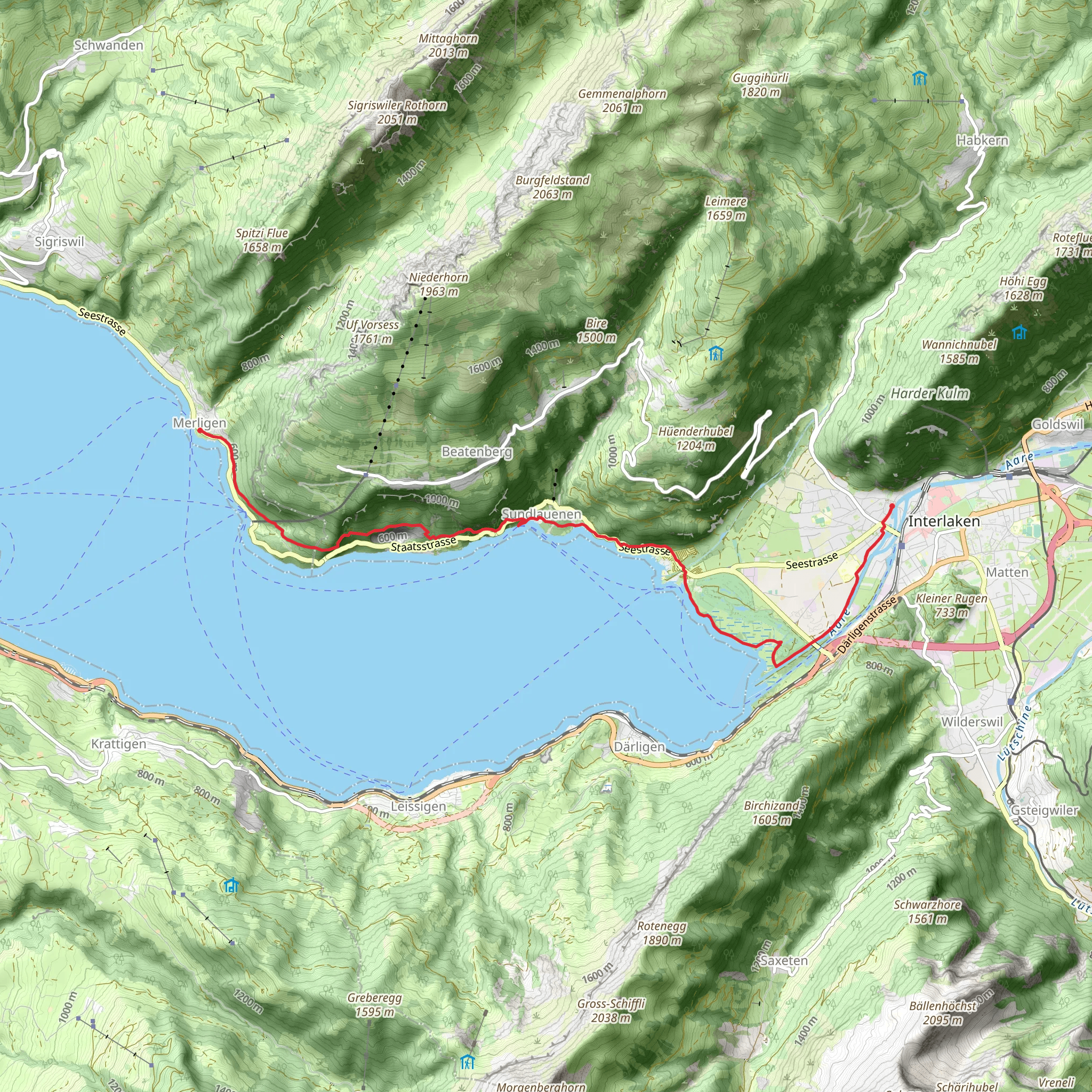 Bernese Oberland Trail - Interlaken to Merligen mobile static map