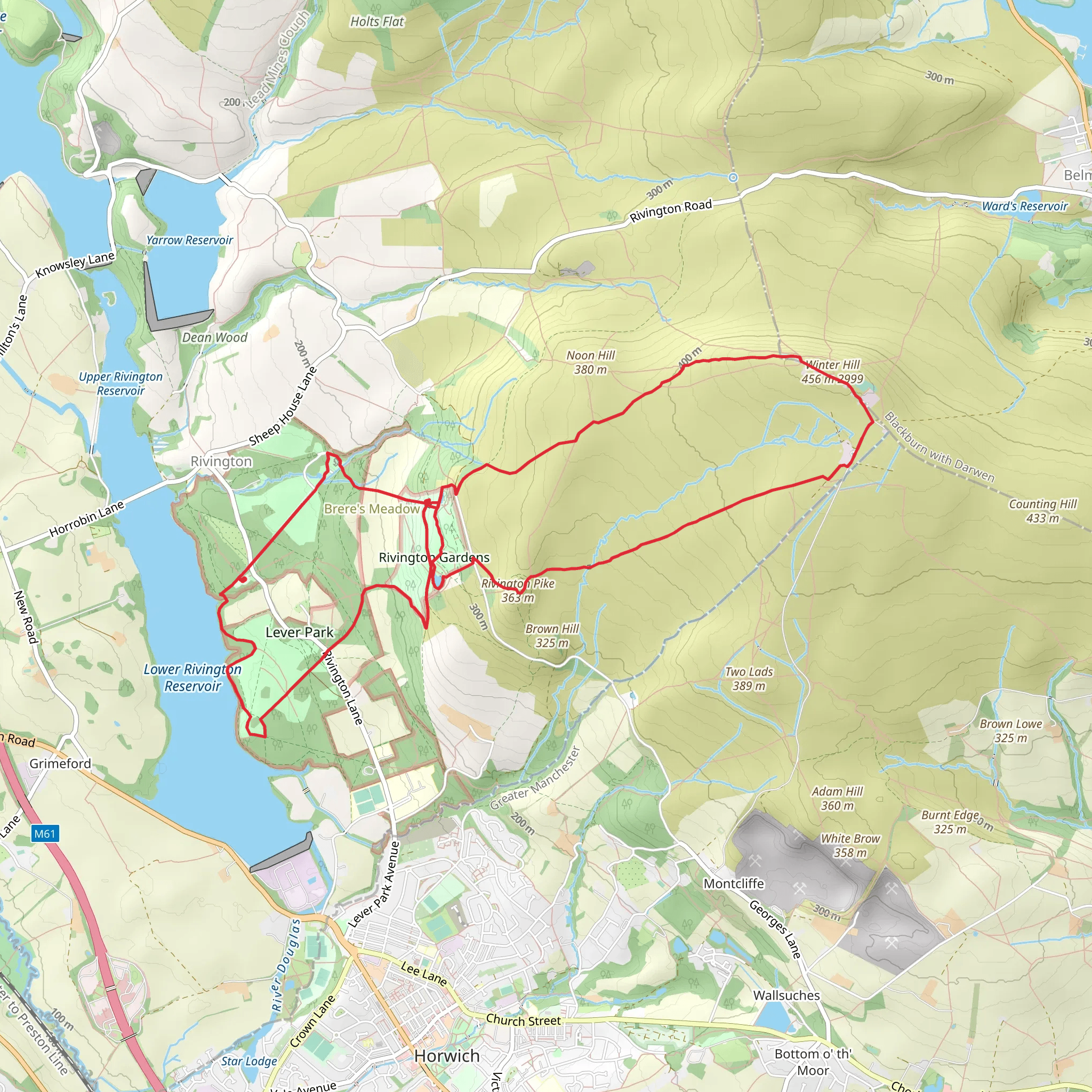 Lever Park, Japanese Lake and Rivington Gardens Loop mobile static map