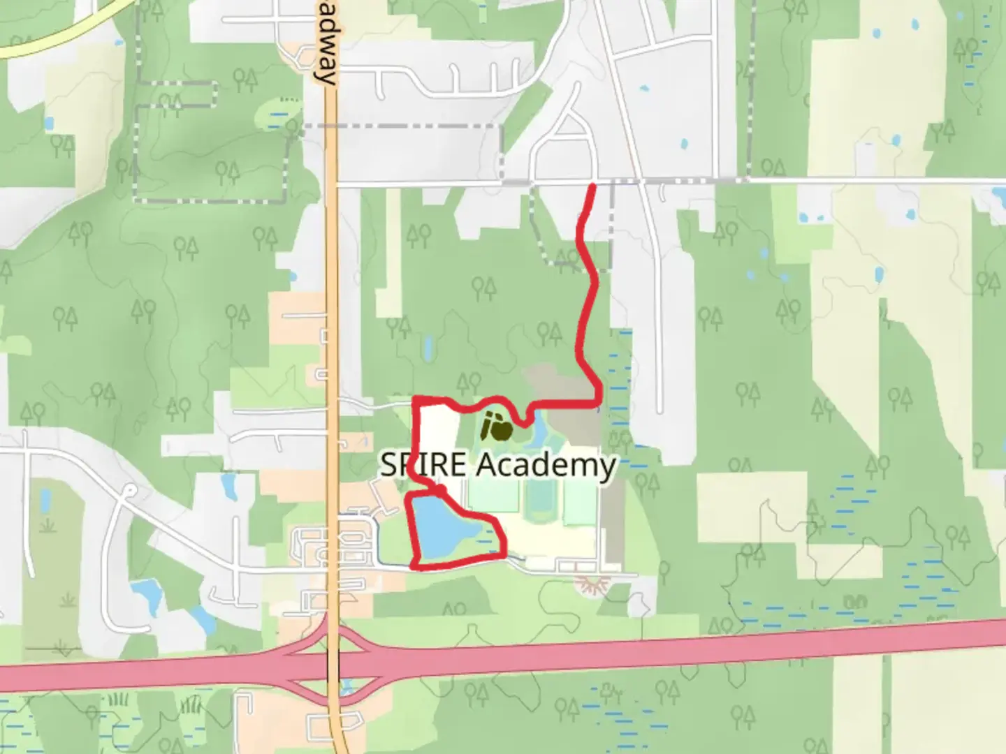 An image depicting the trail Spire Circle and its surrounding area.