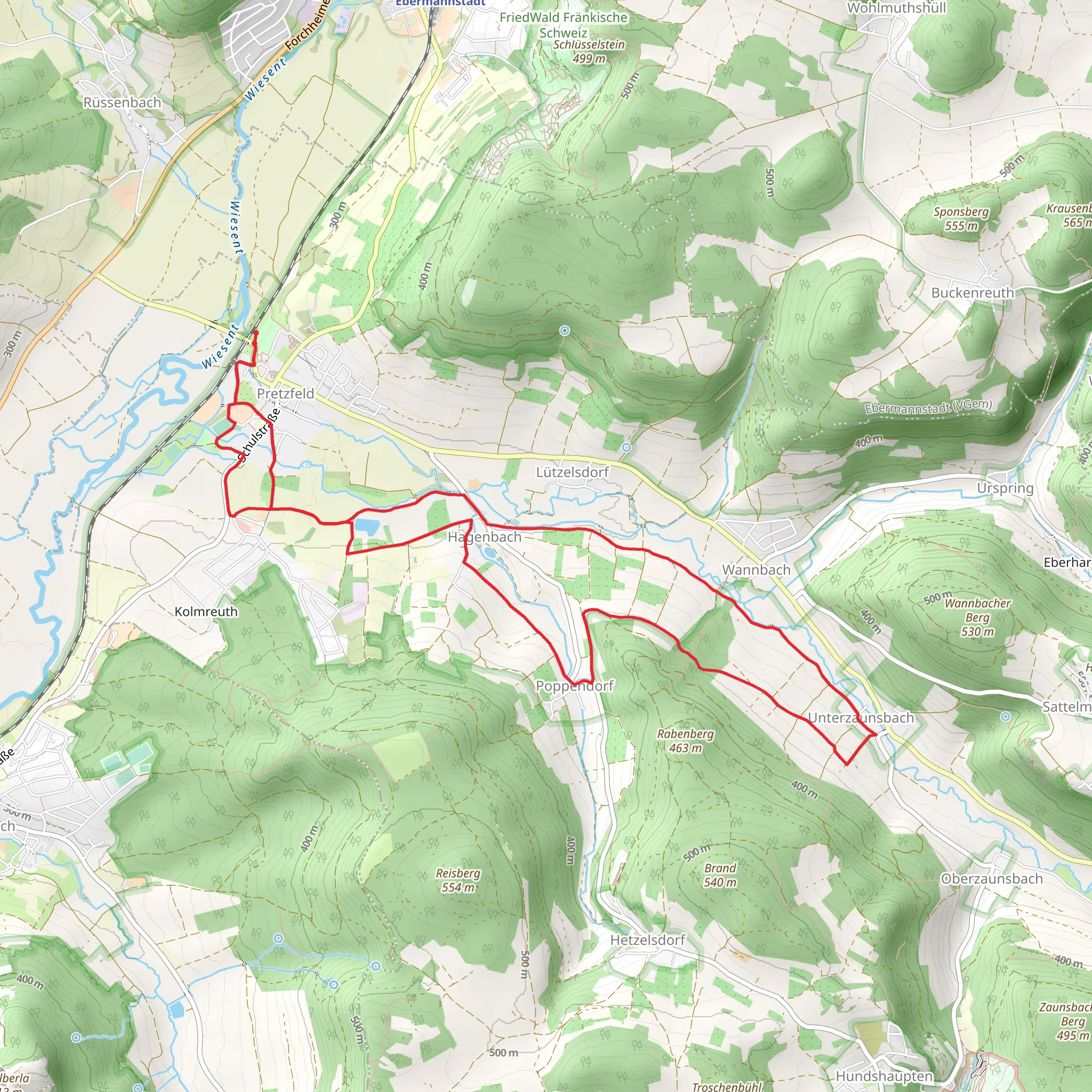 Pretzfelder Kirschenweg, Lauferlebnis Fraekische Schweiz and Pretzfeld - Hetzelsdorf mobile static map