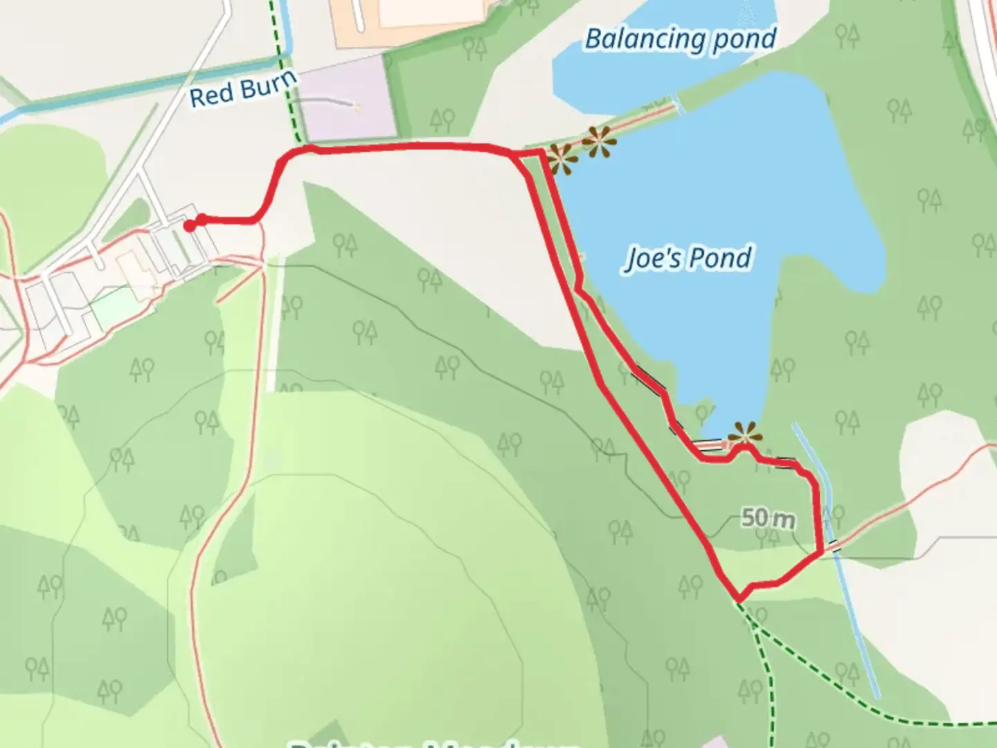 An image depicting the trail Joe's Pond Walk and its surrounding area.