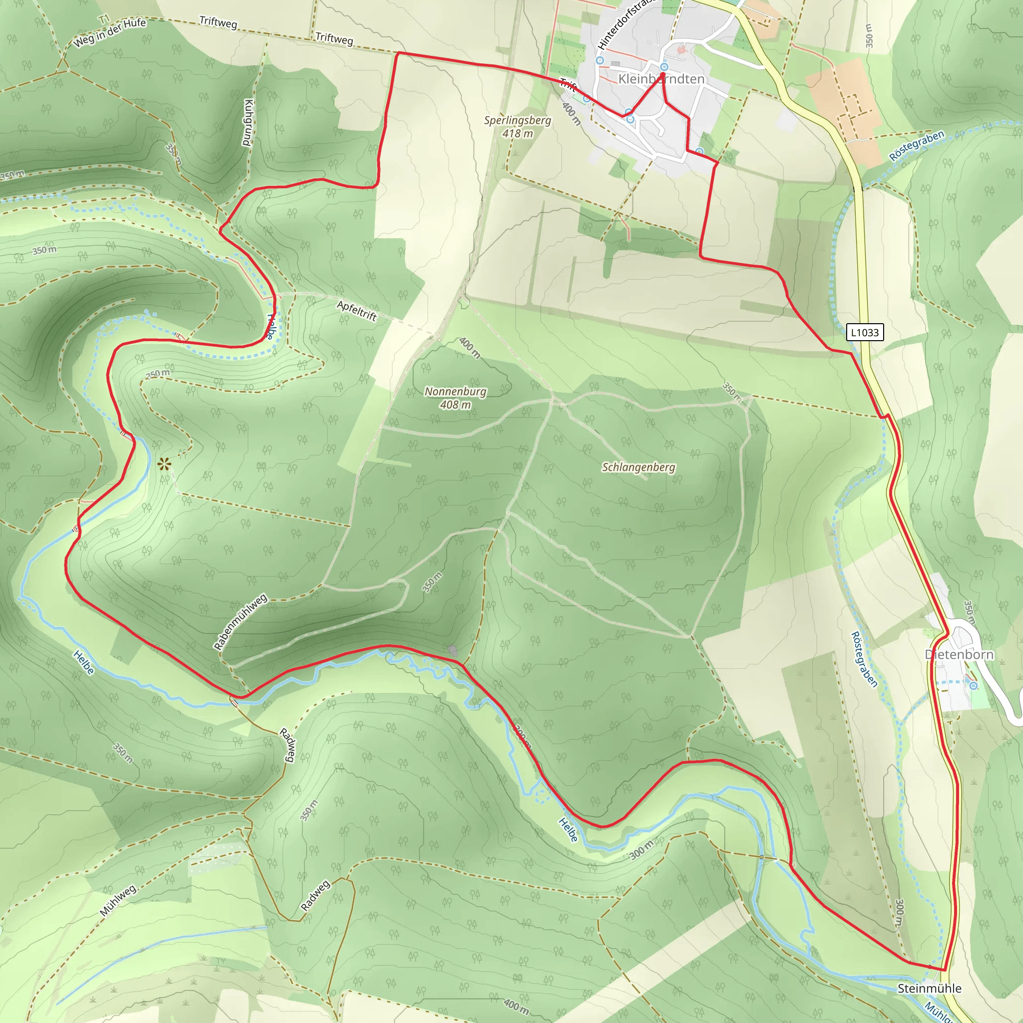 Helbetal-Rundweg Kleinberndten mobile static map