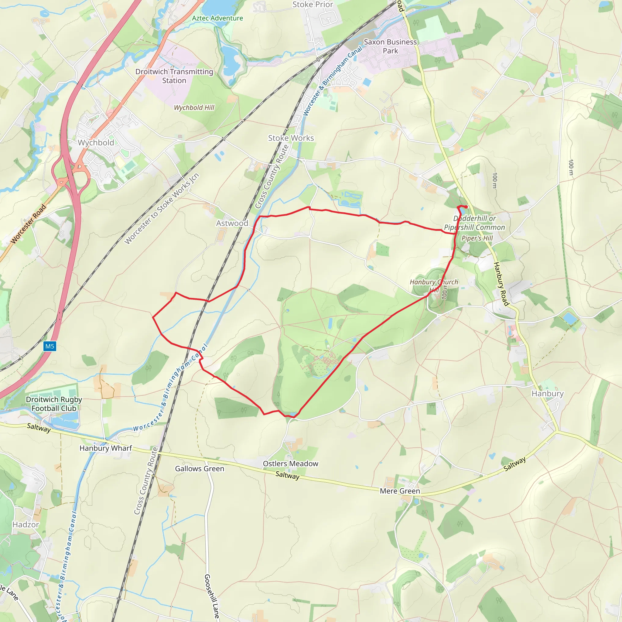 Hanbury Hall from Piper's Hill mobile static map