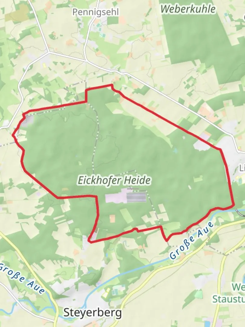 An image depicting the trail Eiickhofer Heide Loop and its surrounding area.