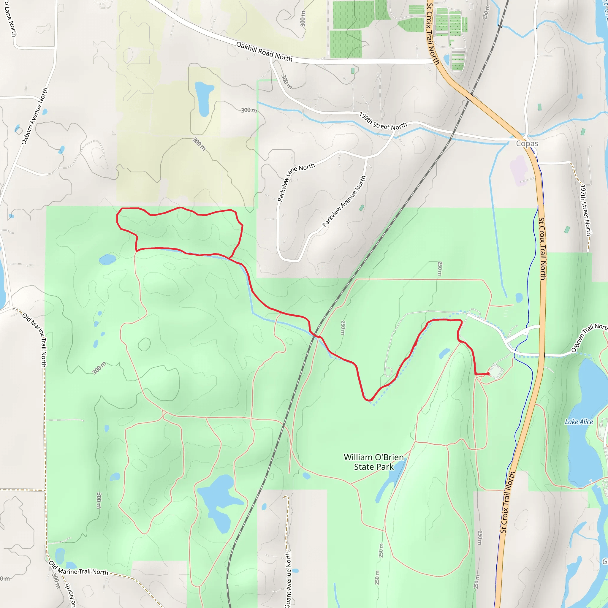 Woodland Edge Trail and Hardwood Hills Trail mobile static map