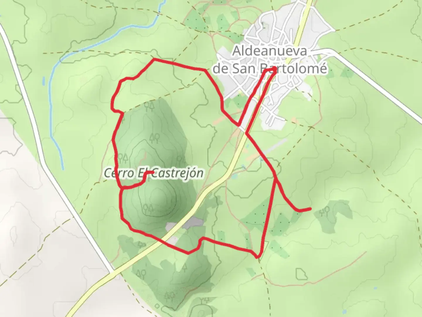 An image depicting the trail Cerro del Castrejón SL TO 02 and its surrounding area.