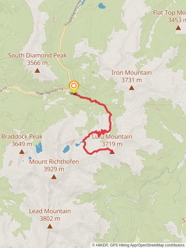 Lulu Mountain via American Lakes Trail mobile static map