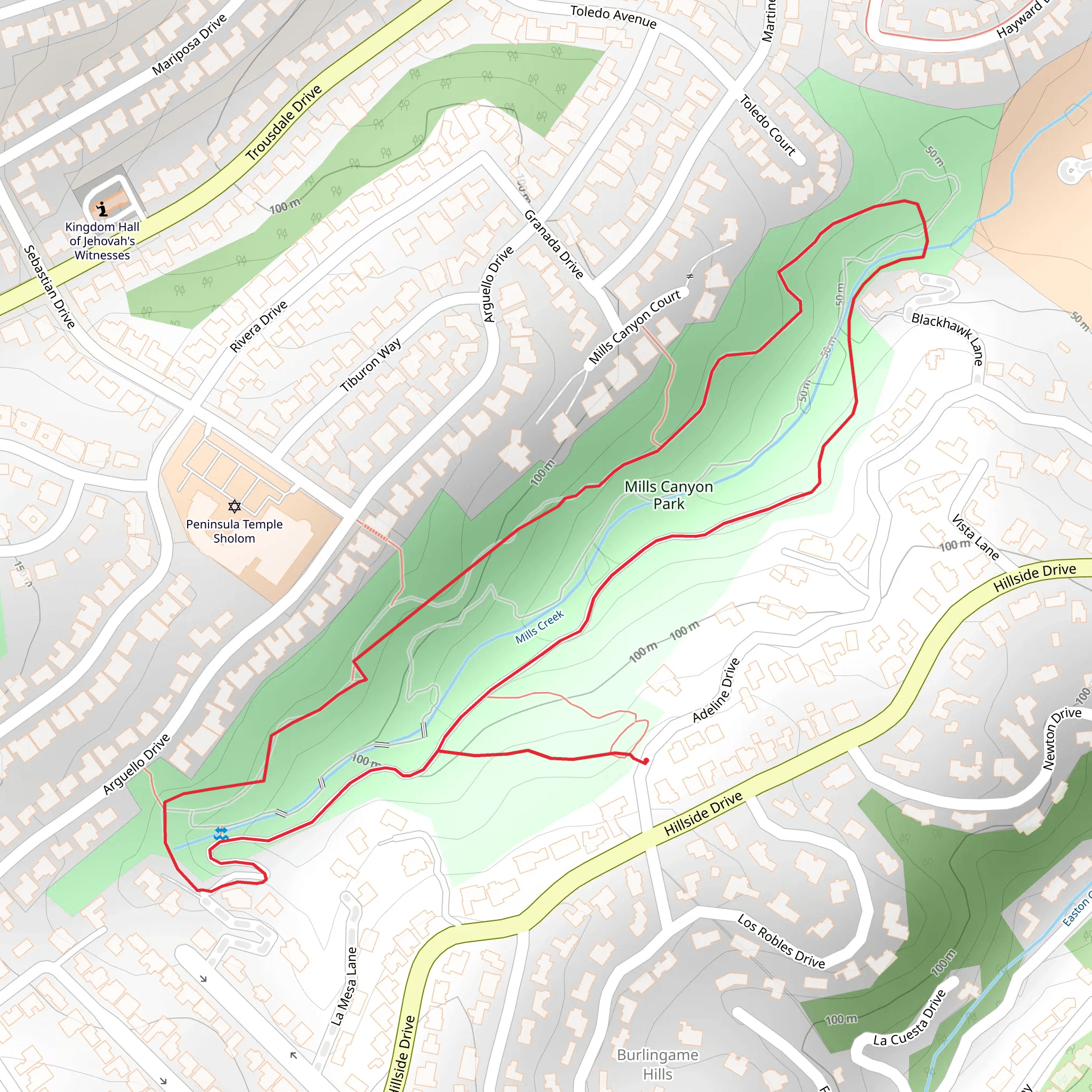 Mills Canyon Park Loop mobile static map