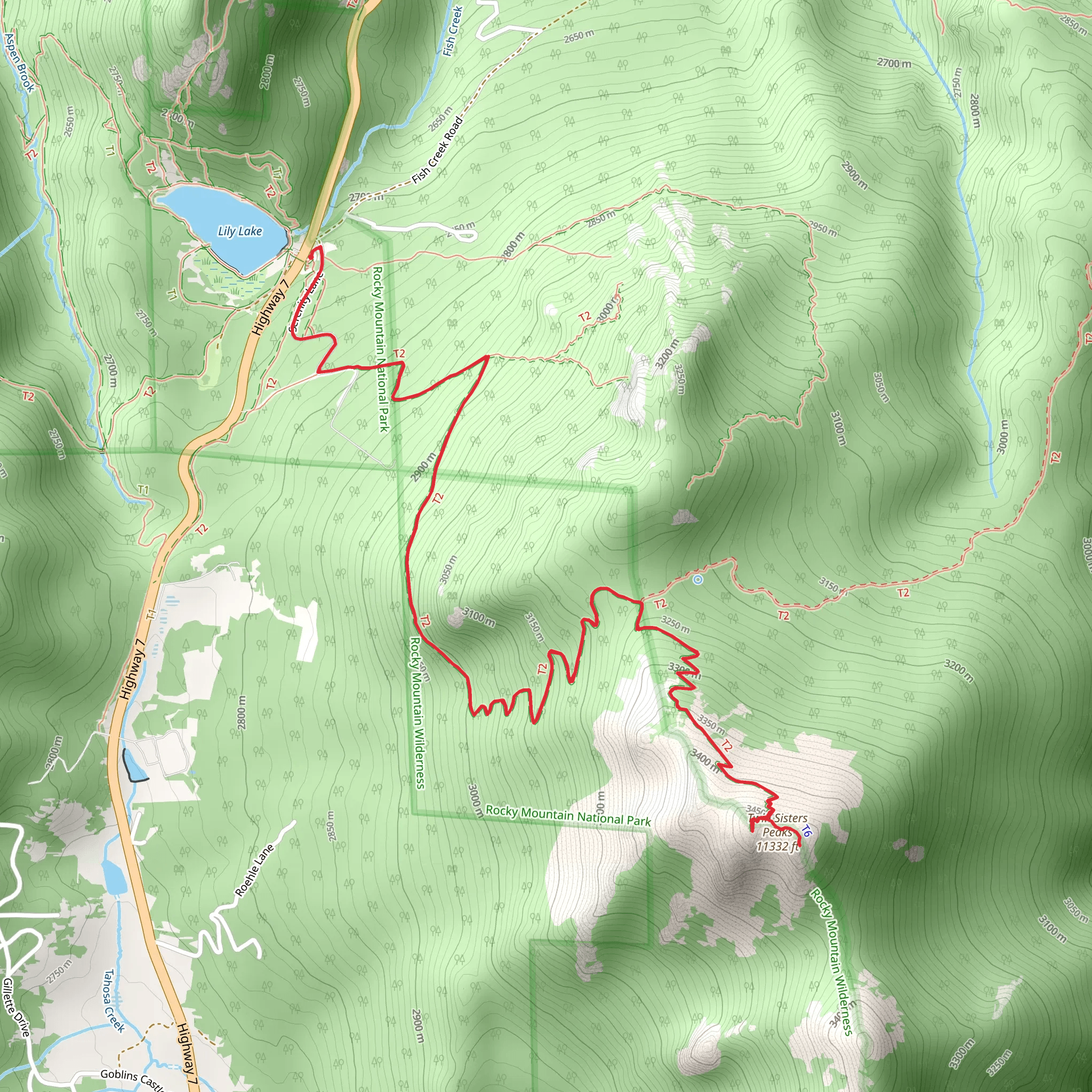 Twin Sisters Mountain Trail mobile static map