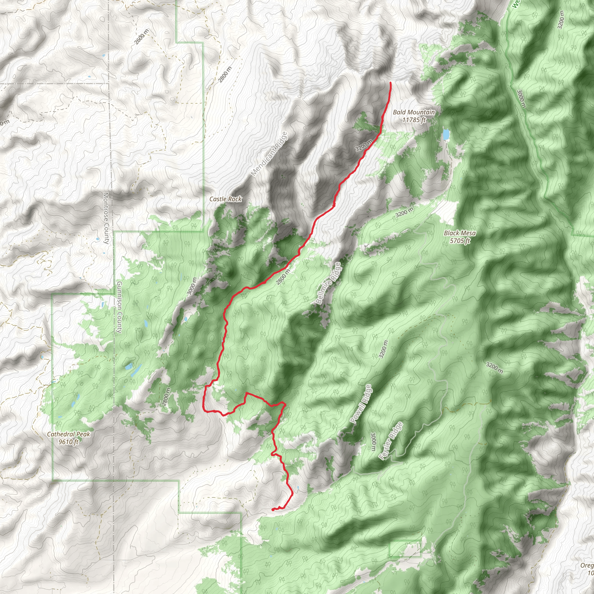 West Dyer Trail via Dyer Creek Trail mobile static map