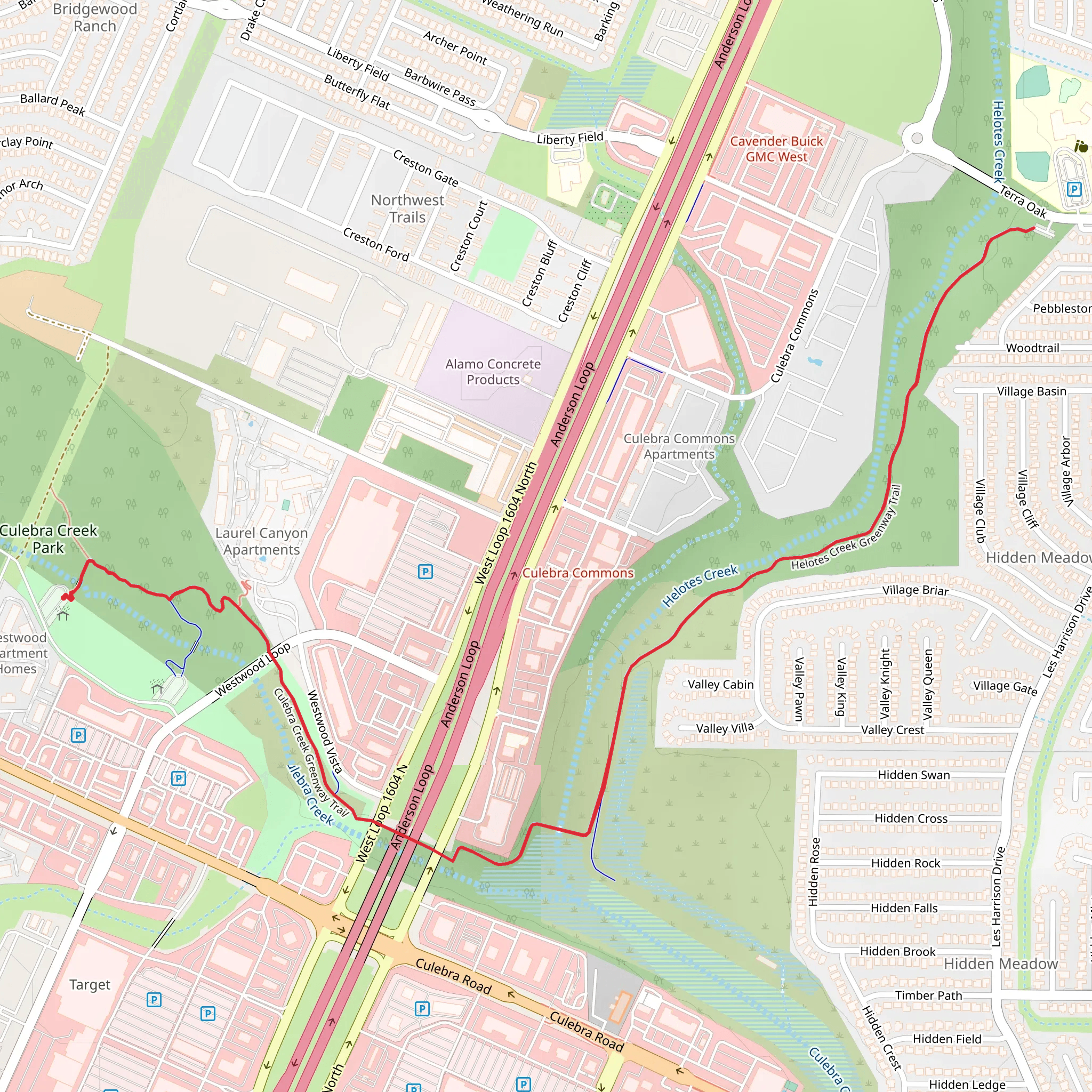 Culebra Creek Greenway and Helotes Creek Greenway Trail mobile static map