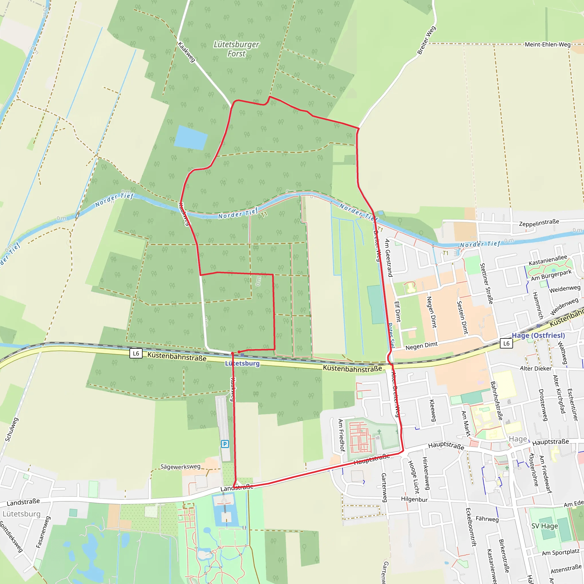 Norder Tief via Kaakweg and Breiter Weg mobile static map