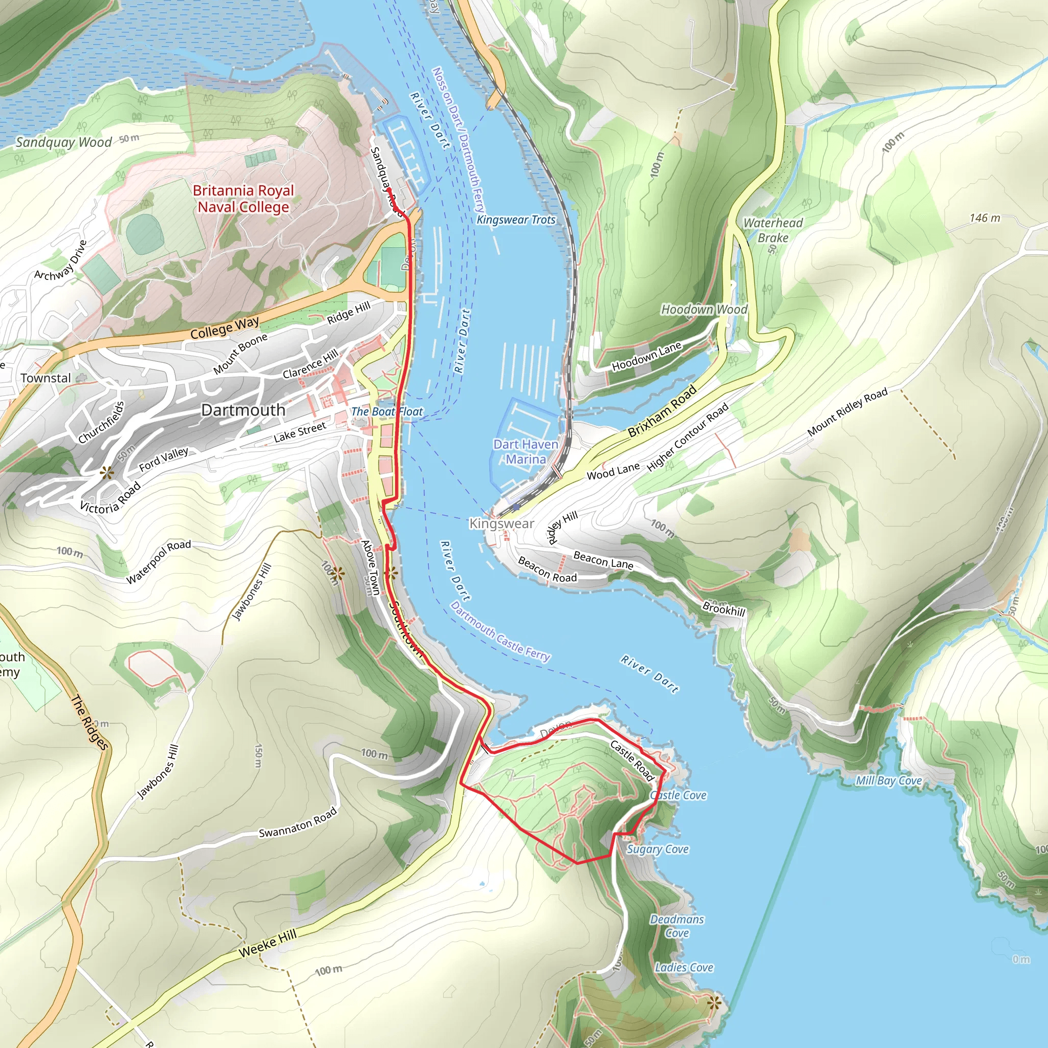 Dart Marina - Dartmouth Castle Walk mobile static map