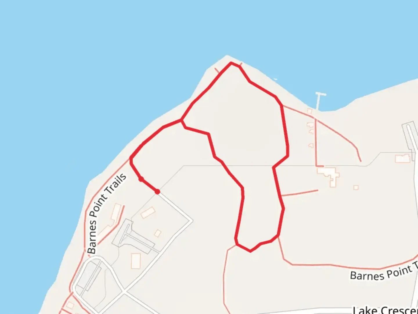 An image depicting the trail Barnes Point and Moments in Time Nature Loop Trail and its surrounding area.