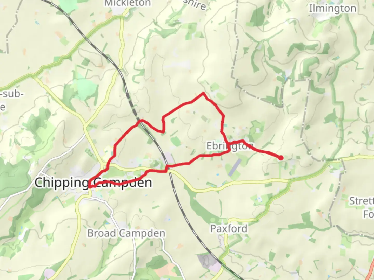 An image depicting the trail Ebrington Country Park Loop and its surrounding area.