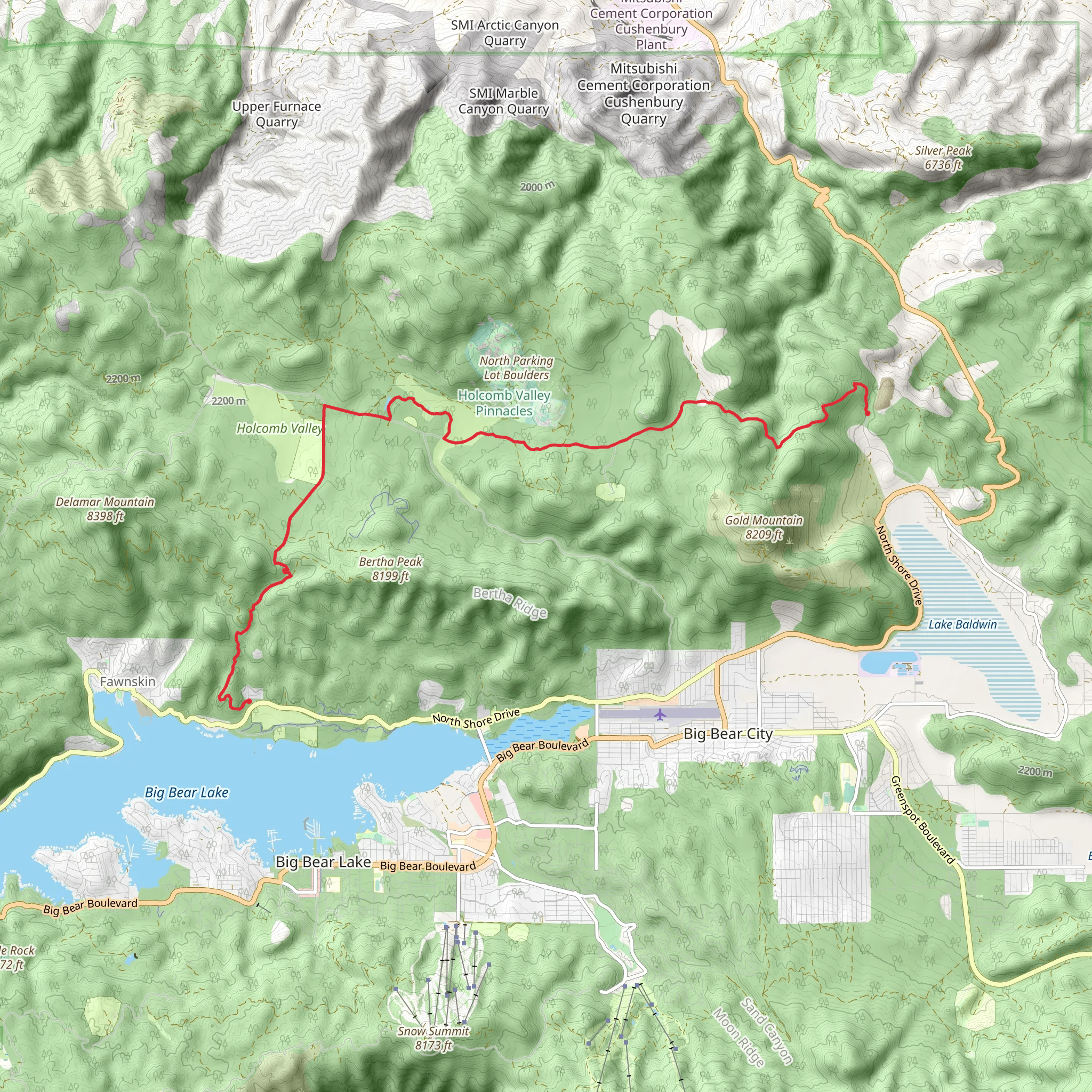 Polique Canyon Road and Holcomb Valley Road mobile static map