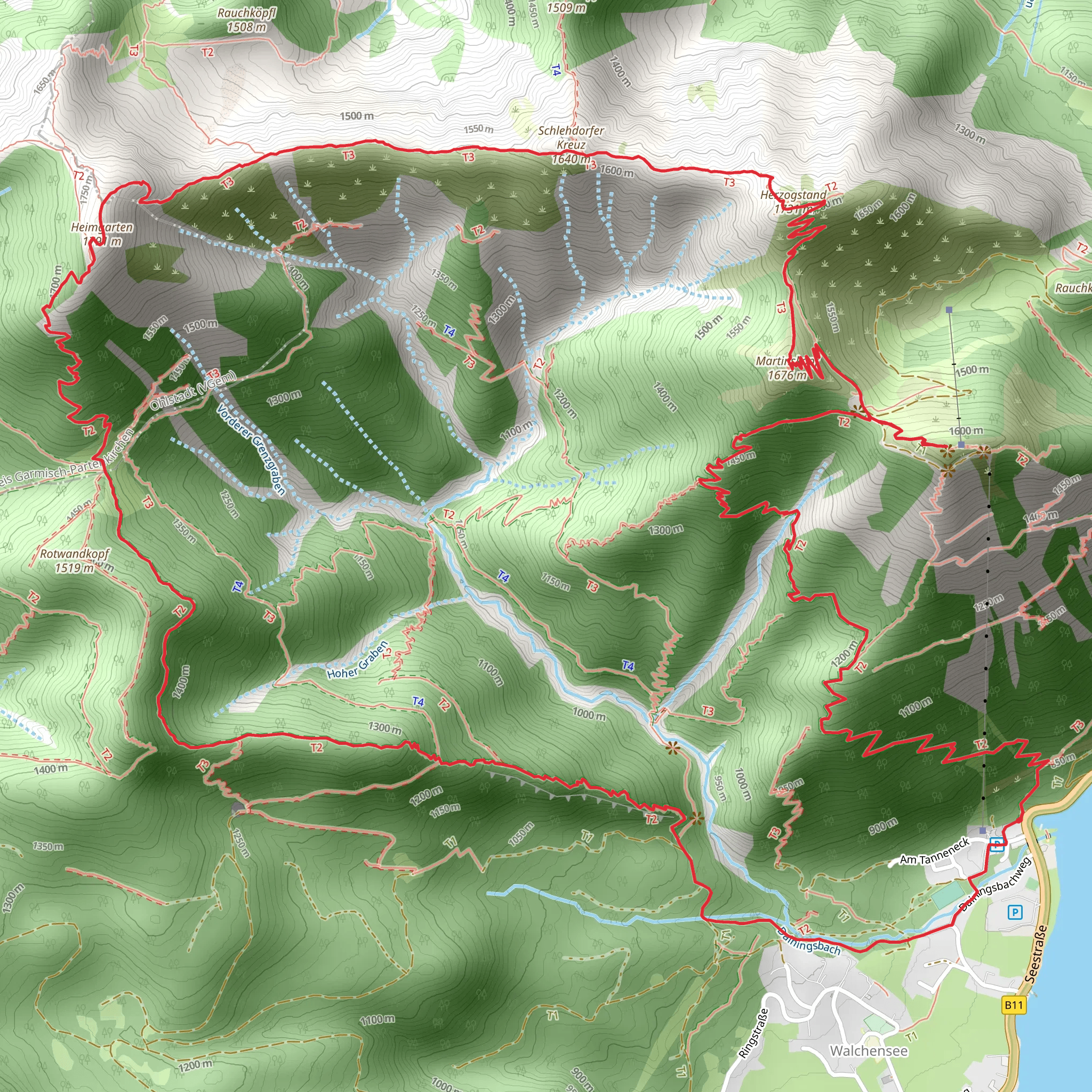 Holzkopf, Rotwandkopf and Fahrenberg Loop mobile static map