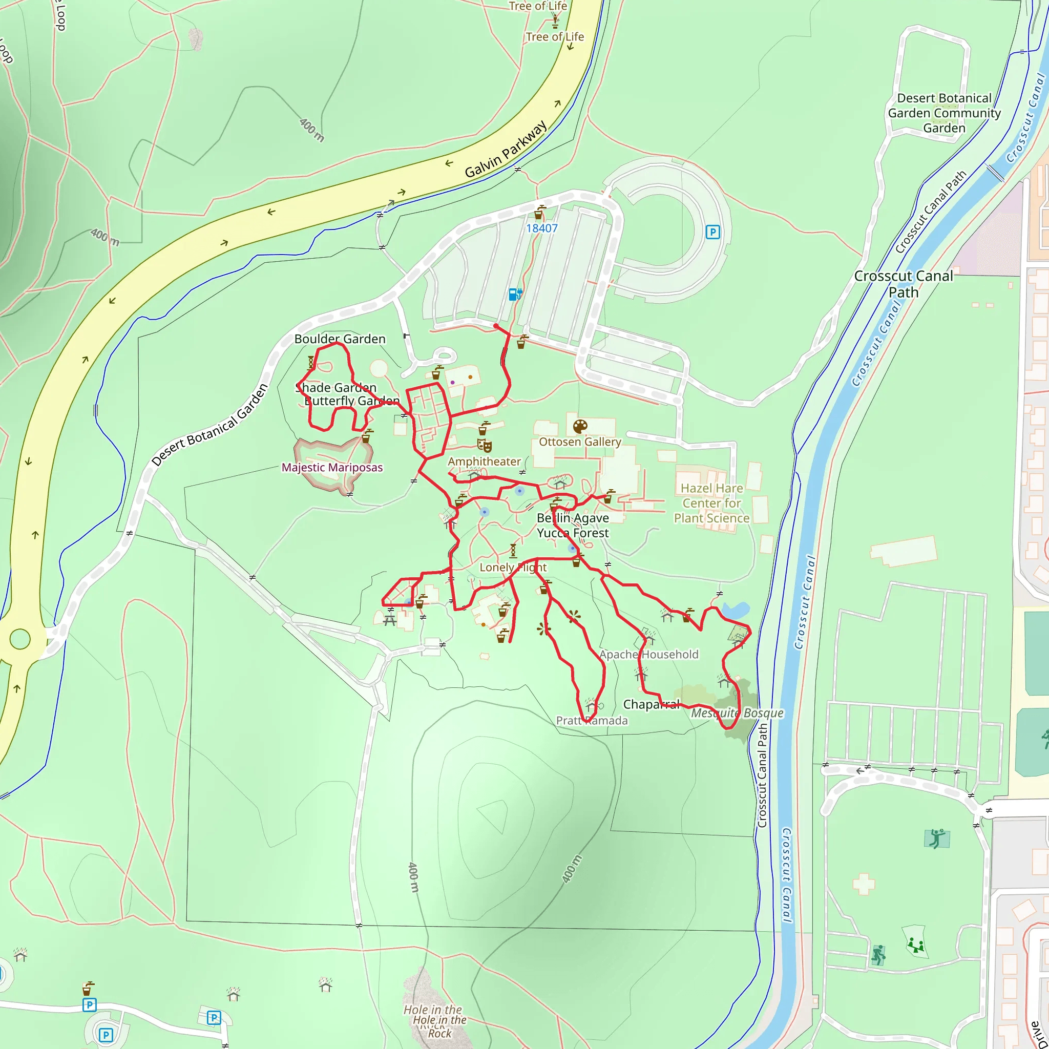 Spanish Garden and Semidesert Grassland Loop mobile static map