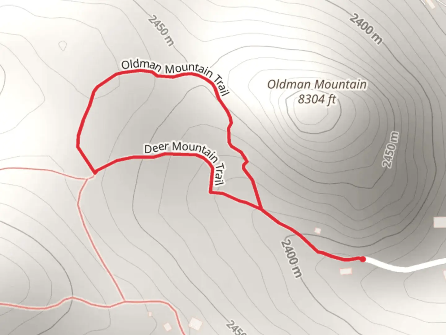 An image depicting the trail Oldman Mountain and Deer Mountain Loop Trail and its surrounding area.