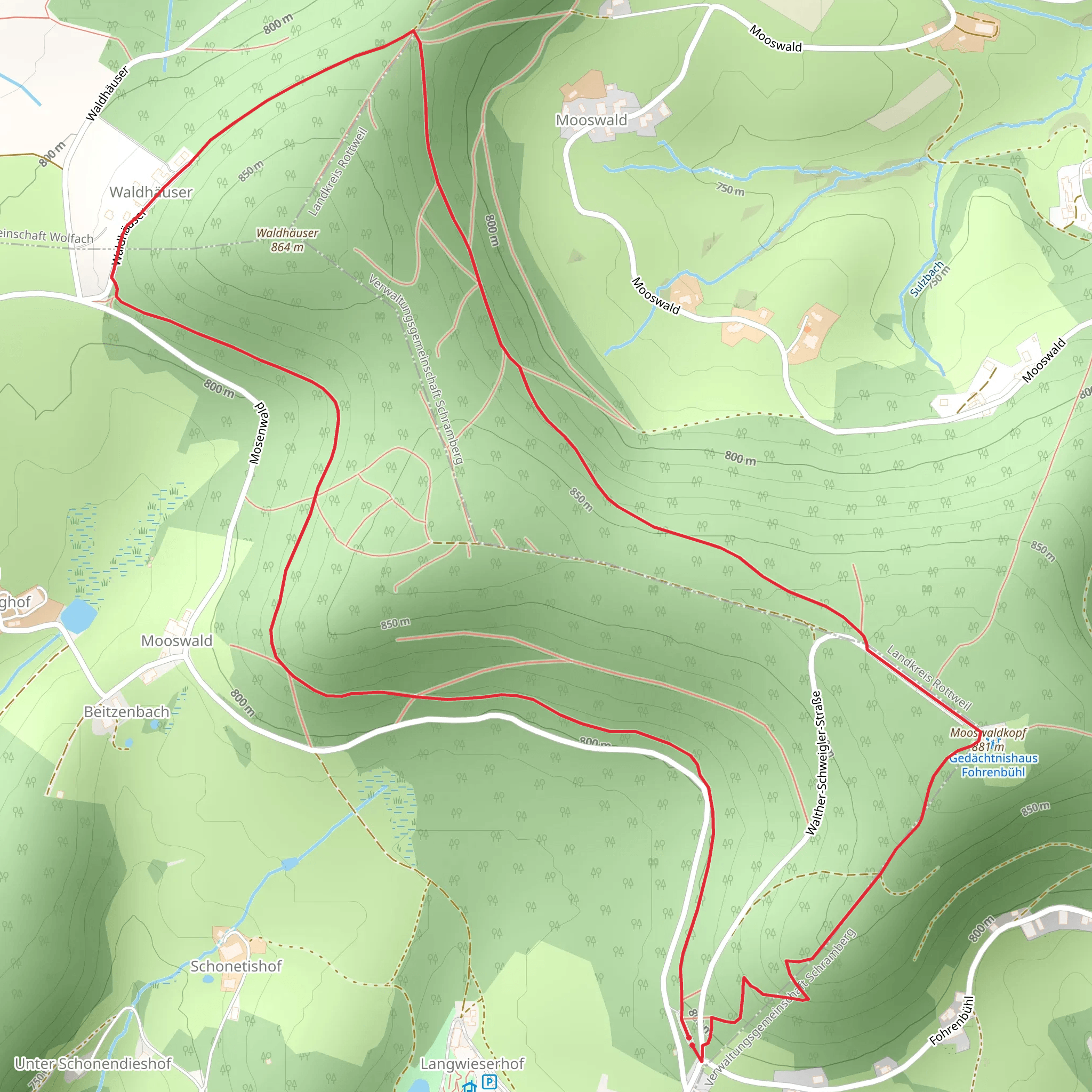 Mooswald, Waldhauser and Mooswaldkopf Loop mobile static map