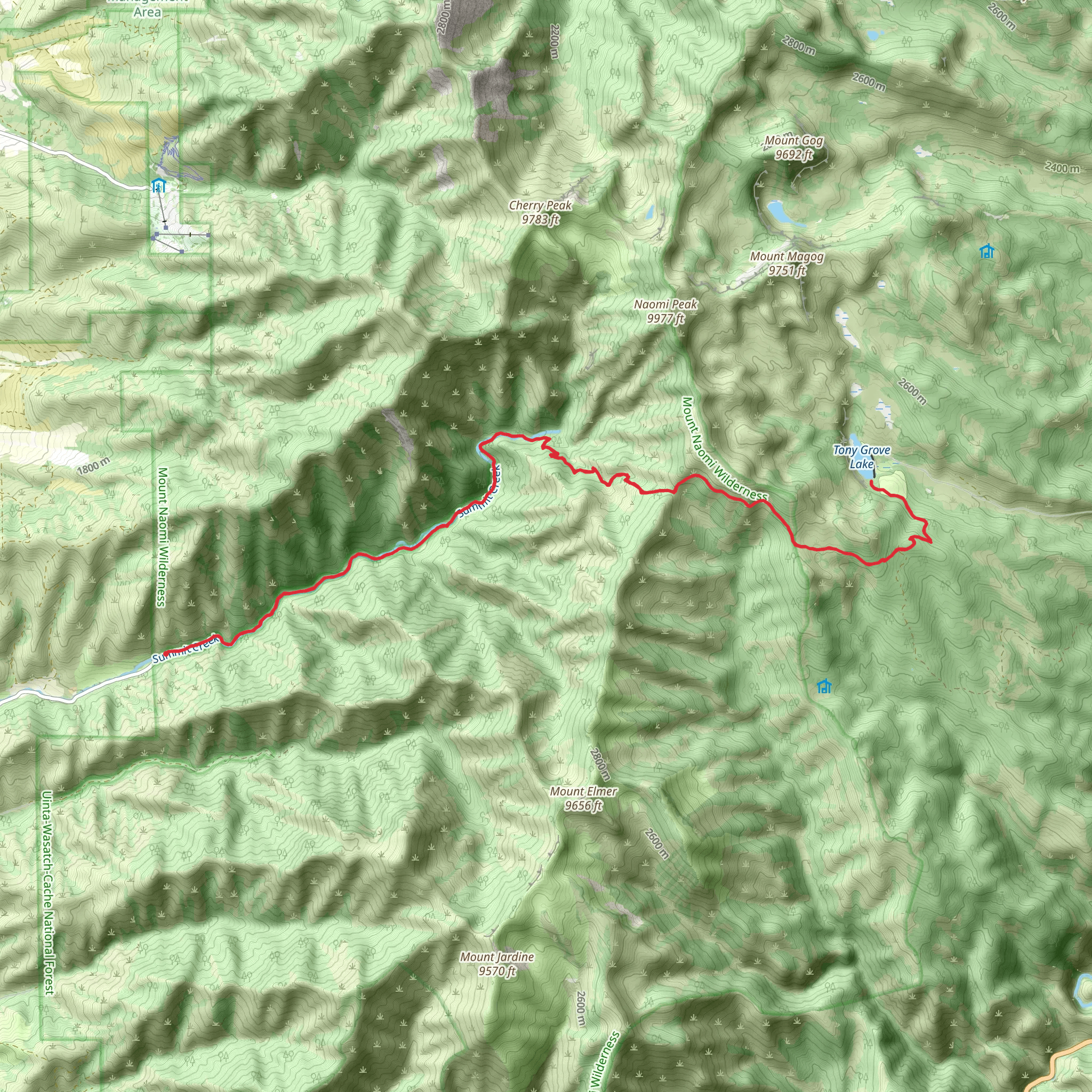 Tony Grove Lake via Mount Naomi NRT mobile static map