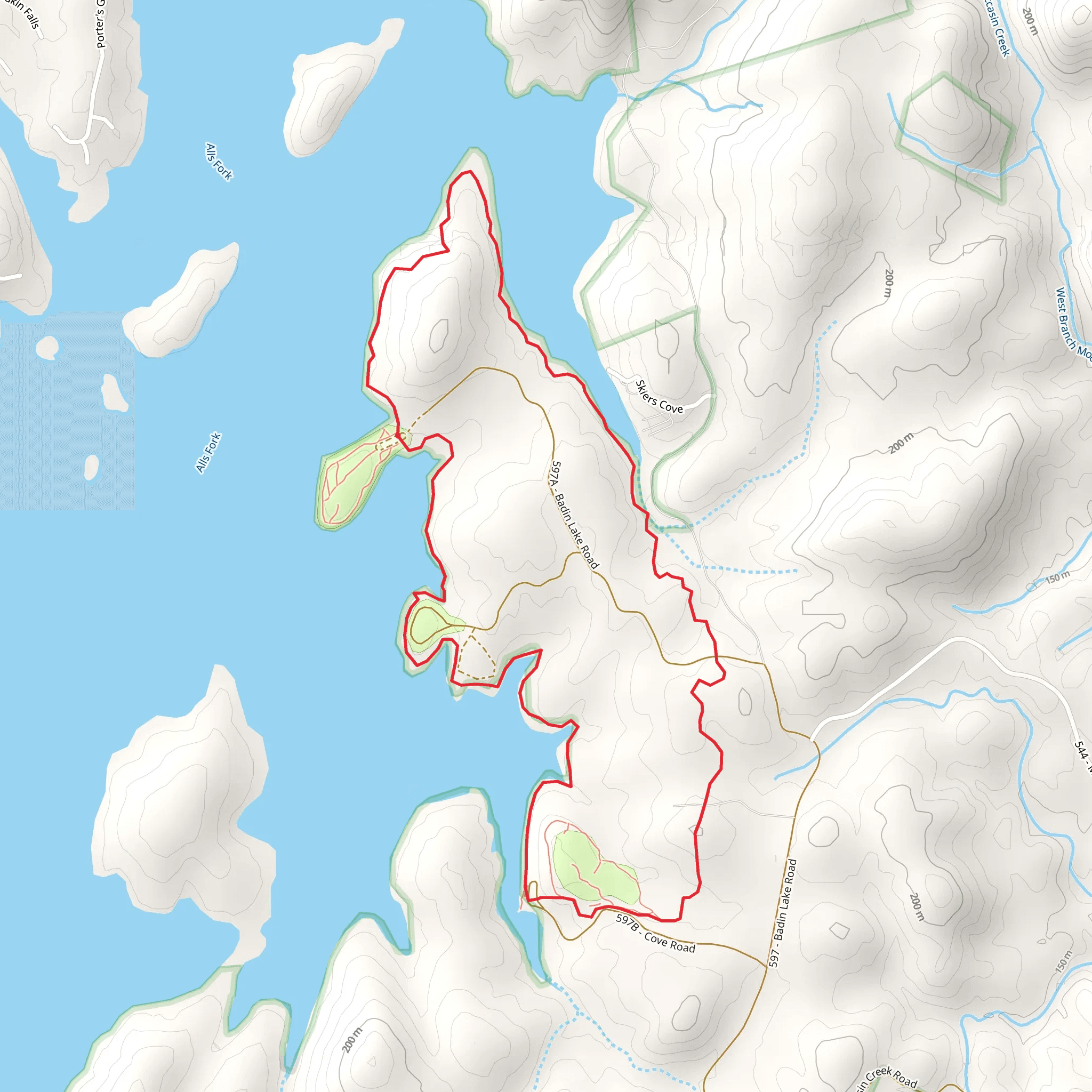 Badin Lake East Loop mobile static map
