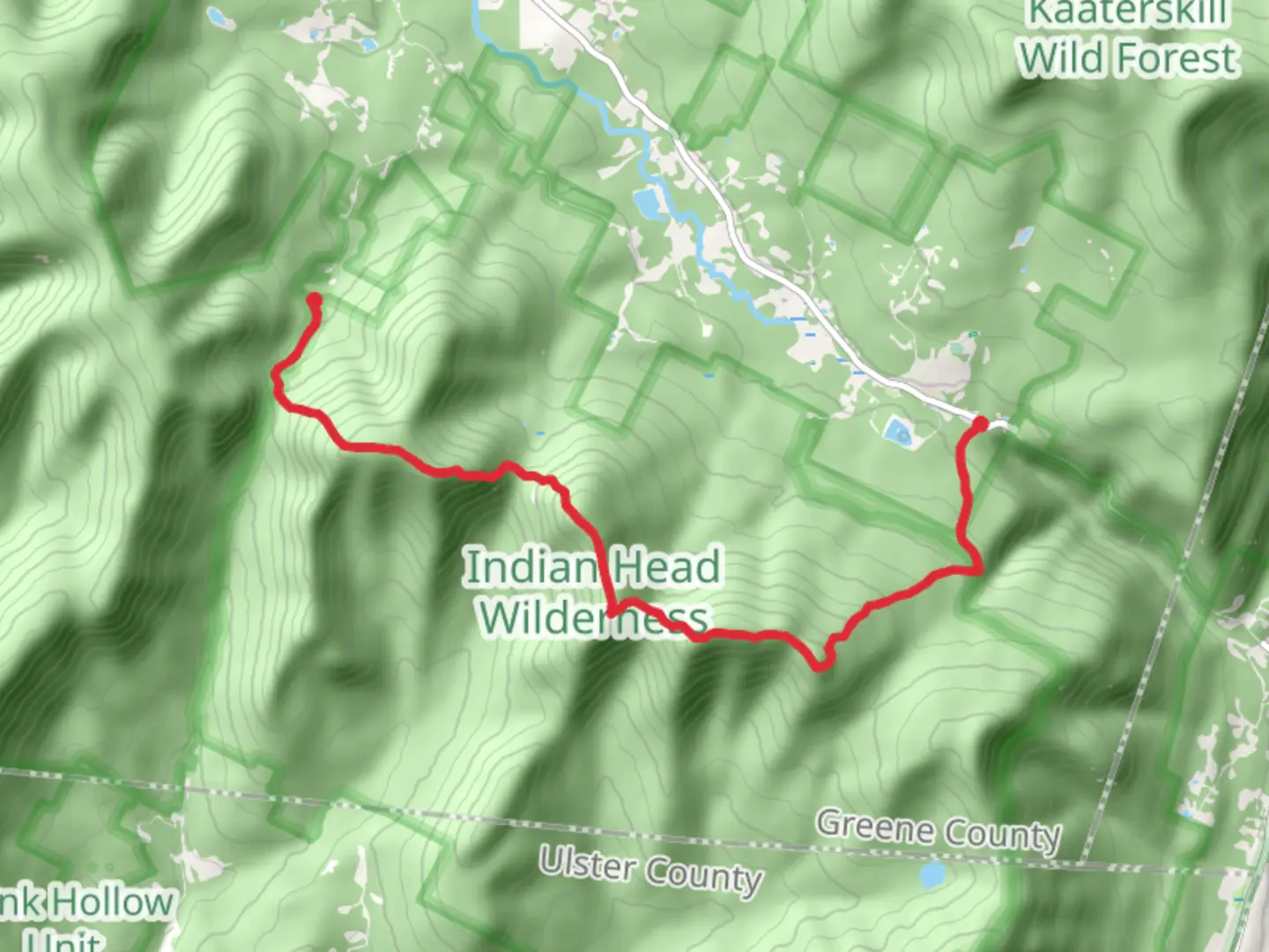 An image depicting the trail Indian Head Mountain and Sugarloaf Mountain via Overlook Trail and its surrounding area.